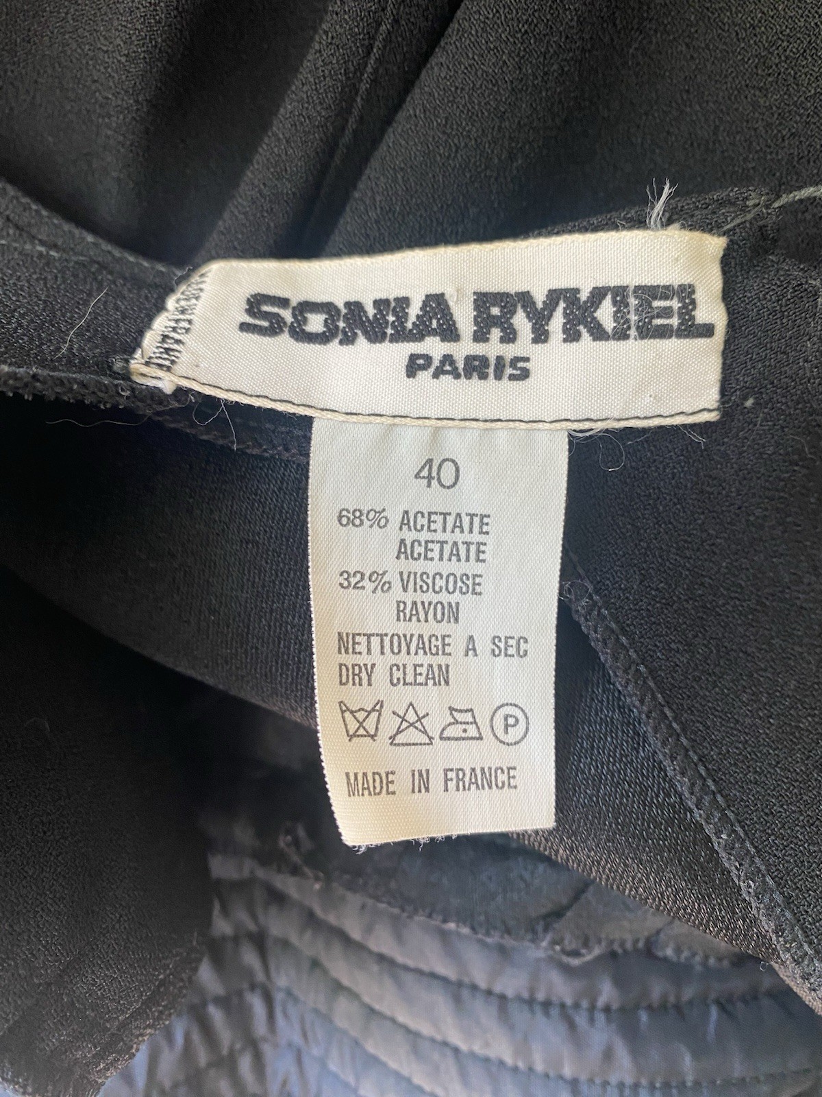 Vintage Sonia Rykiel Black Dress 80s LBD Designer France Long Sleeve Crepe