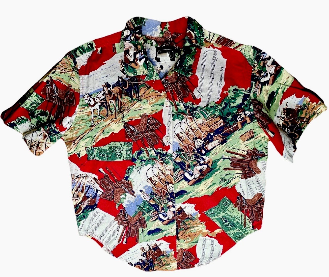 Wagon Wheel Shirt Graphic Collar VTG Bentley Arbuckle Women’s 46” Chest Music