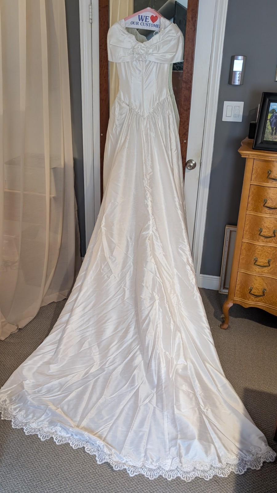 Vintage 1993 Morilee White Wedding Dress Size 8 beaded 7′ train