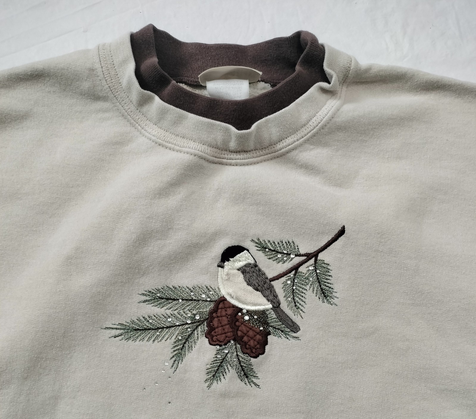 Vintage Top Stitch By Morning Sun Embroidered Bird Sweatshirt Size XL Grannycore