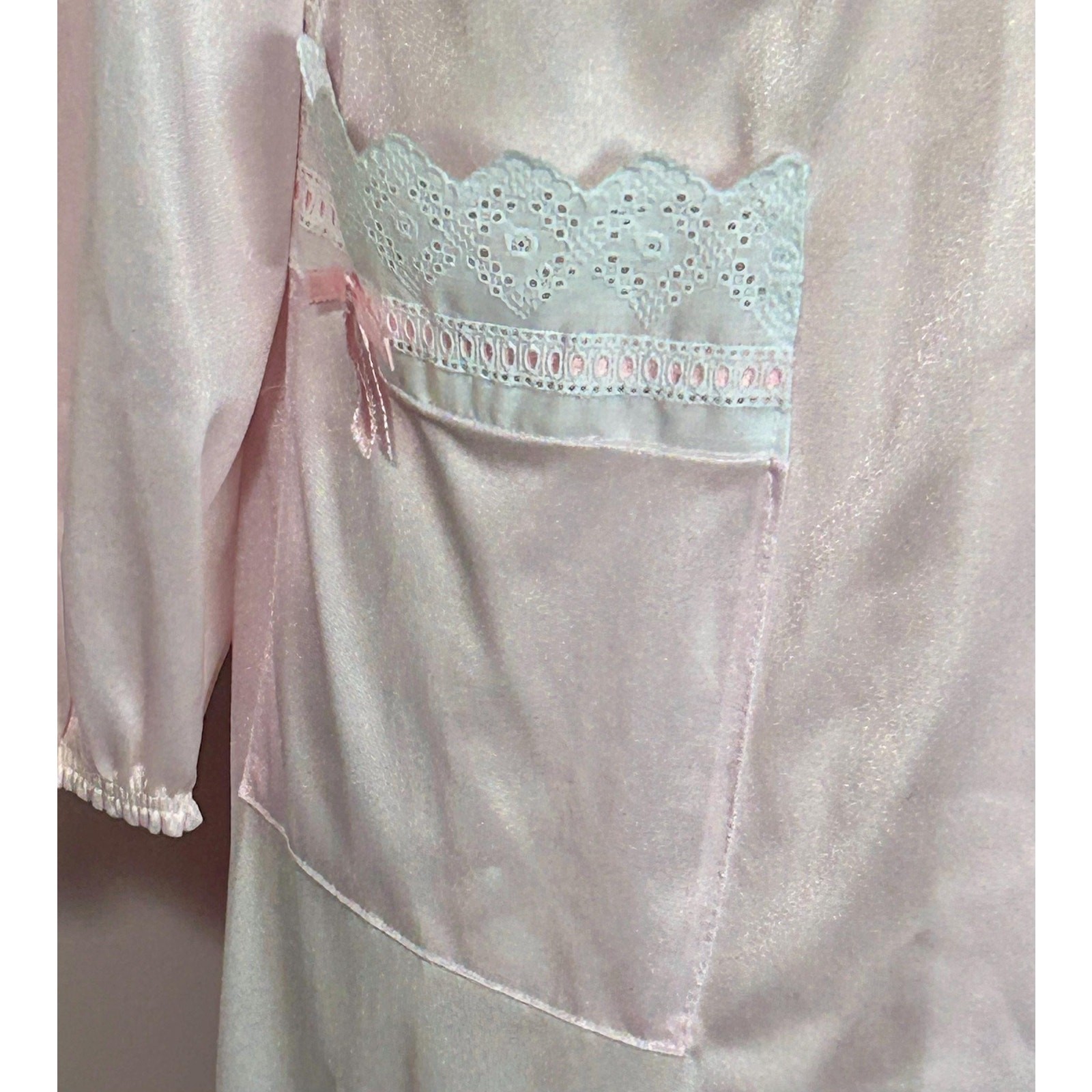 60s pink peignoir set nylon negligee set nightgown robe lingerie lace trim