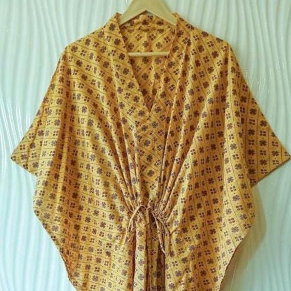 Vintage Sari Kaftan / Pure Cotton Long Maxi Dress / Luxury Resort Wear CFN1192
