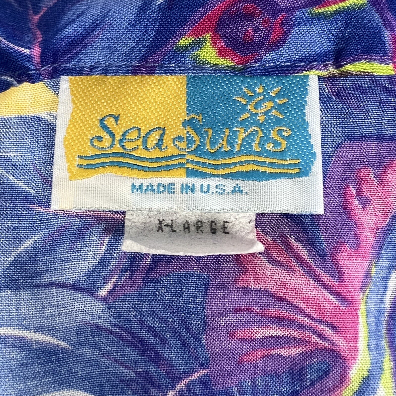 Vintage Sea Suns Neon Bright Floral Tropical Leopard Beach Pants & Top Set XL
