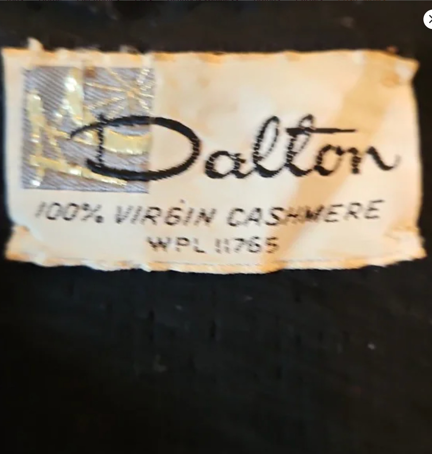 Vintage 1950s Dalton Virgin Cashmere Sweater Dramatic Deep V-Neck High Lace Neck