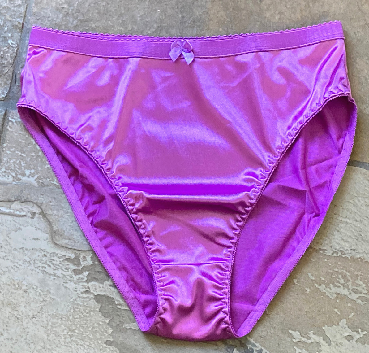 Purple Plum Medium Second Skin Super Hi Shine Hi Cut Leg Brief Panties #119 NEW