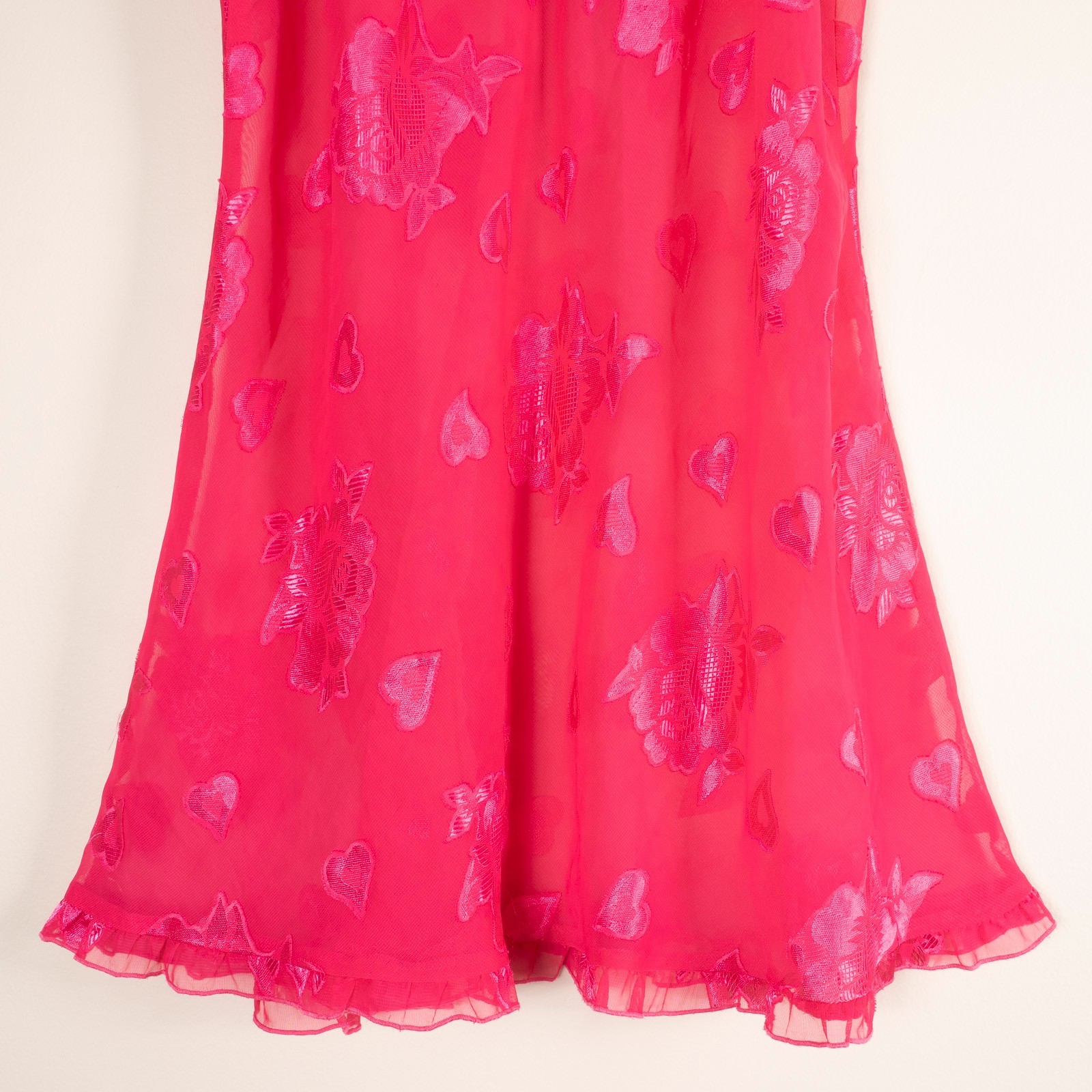 L.A. Intimates Nightgown Babydoll Chemise Hot Pink Ruffle Floral Nightie Sexy M