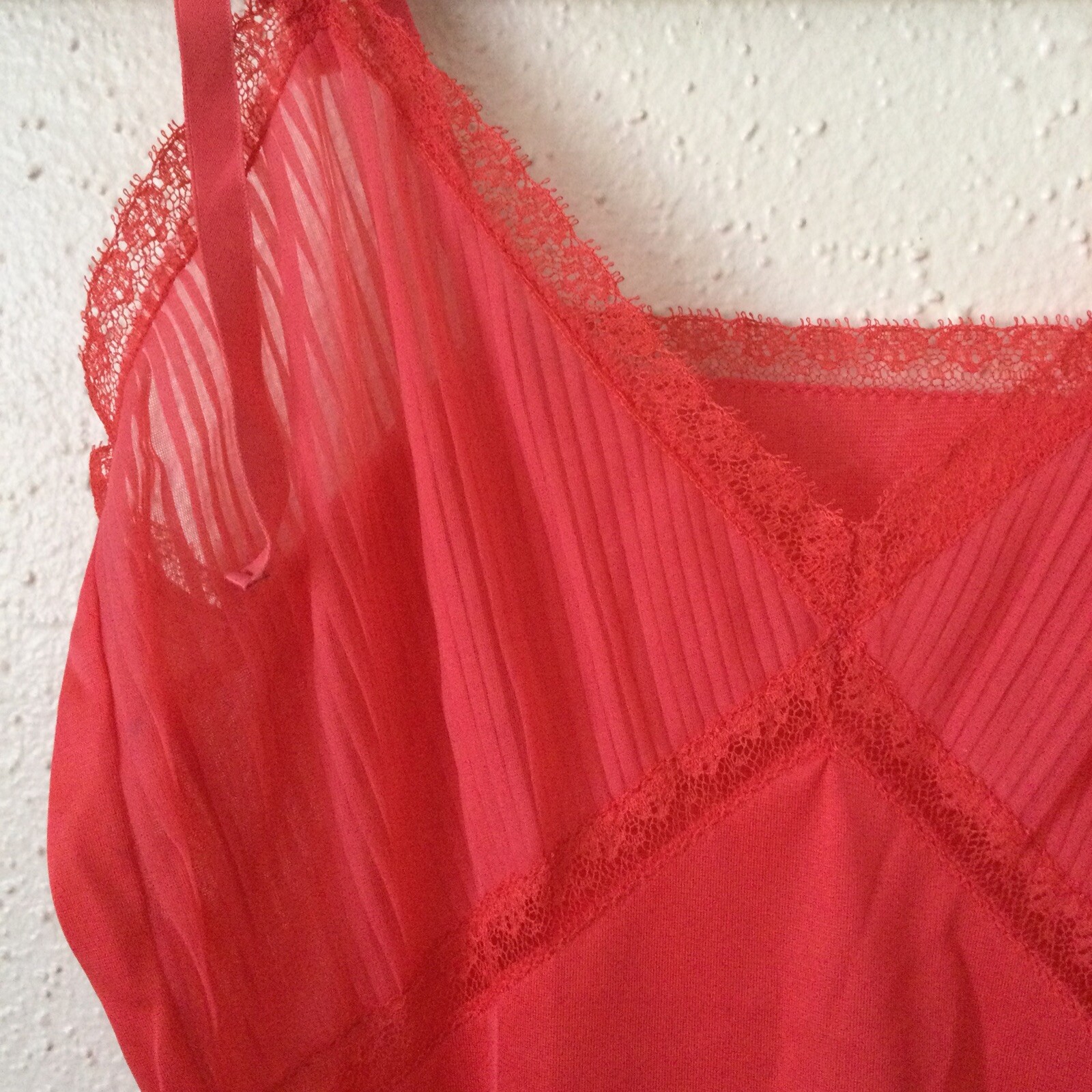 Vintage Evette Nightgown Womens 4/34 Small Pink Ruffle 60s Pinup Lingerie Dress