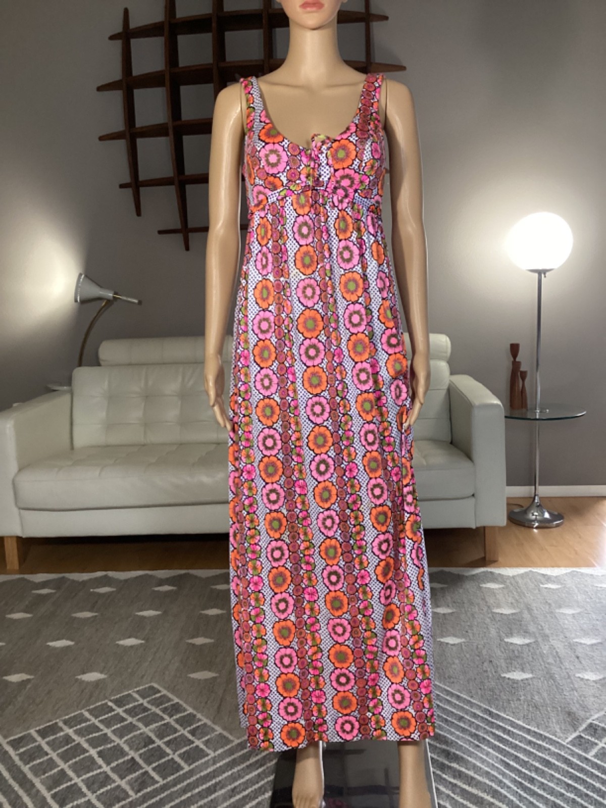 Vintage 60s Sirena California Maxi Dress Hawaiian Psychedelic Hippy Flower Power