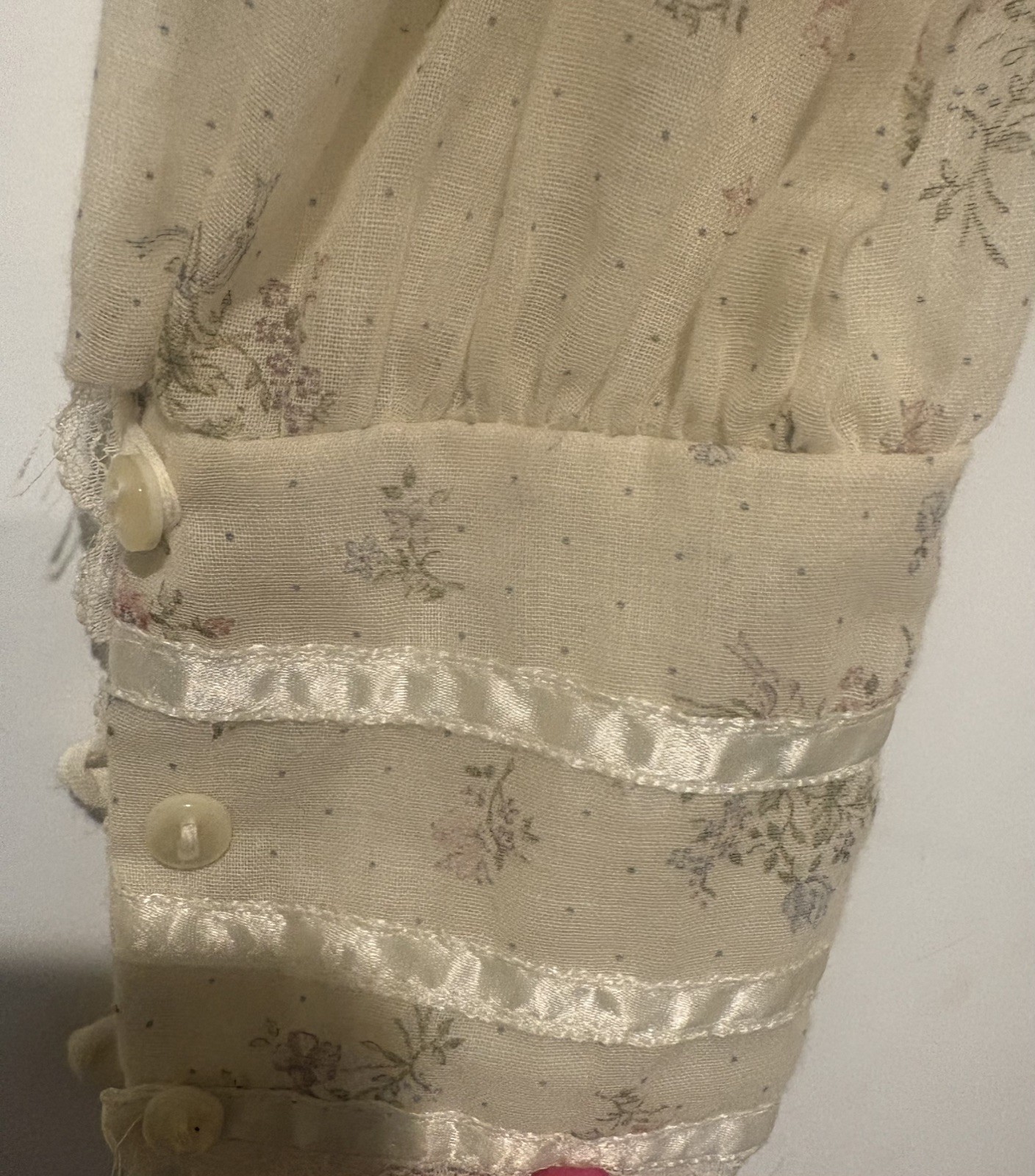 Vintage 70’s Gunne Sax Floral Lace Prairie Cottage core Cream Dress Junior Sz 14