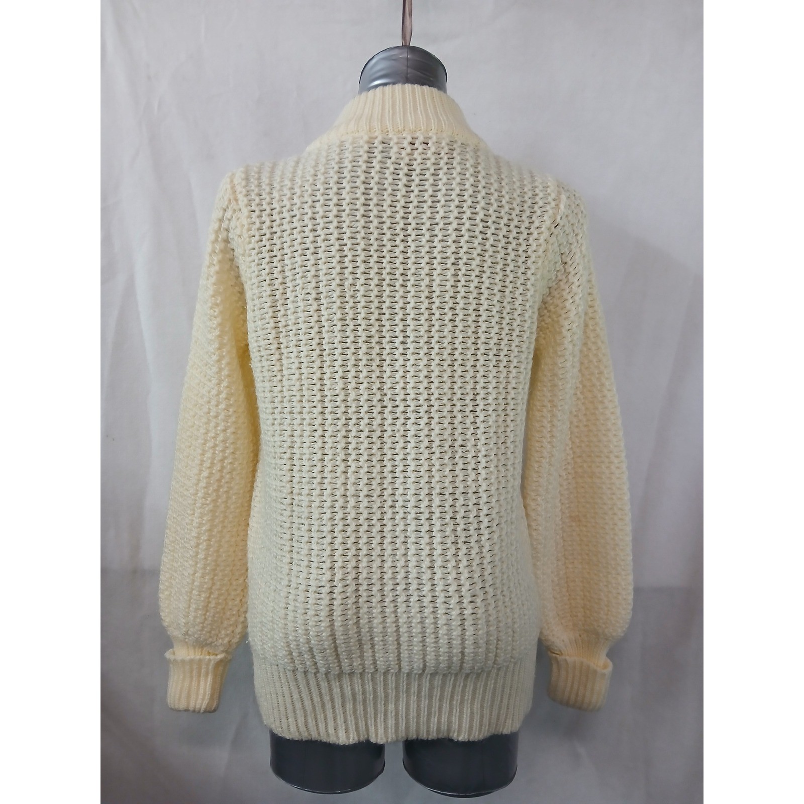 Vintage 70s Organically Grown by Arpeja Yellow Chunky Knit Cardigan Retro Boho M