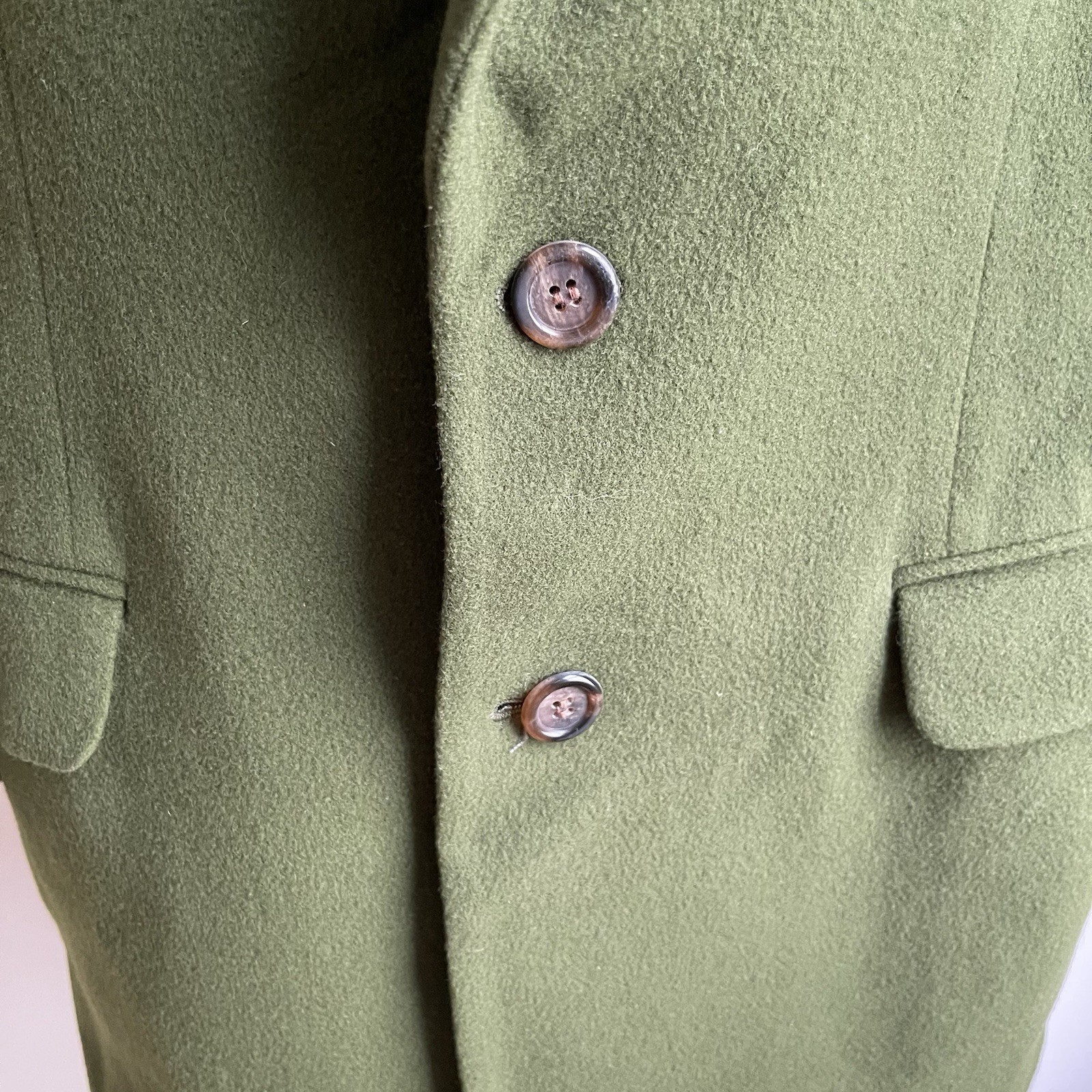 Vintage 1990s DKNY Wool Cashmere Blazer Green Two Button Hong Kong Size 10