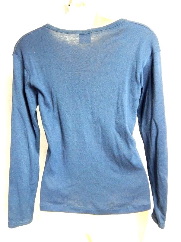 Vintage USA Sportique Navy Sport Thin Tee Shirt Blouse Northern Soul Mod Boho M