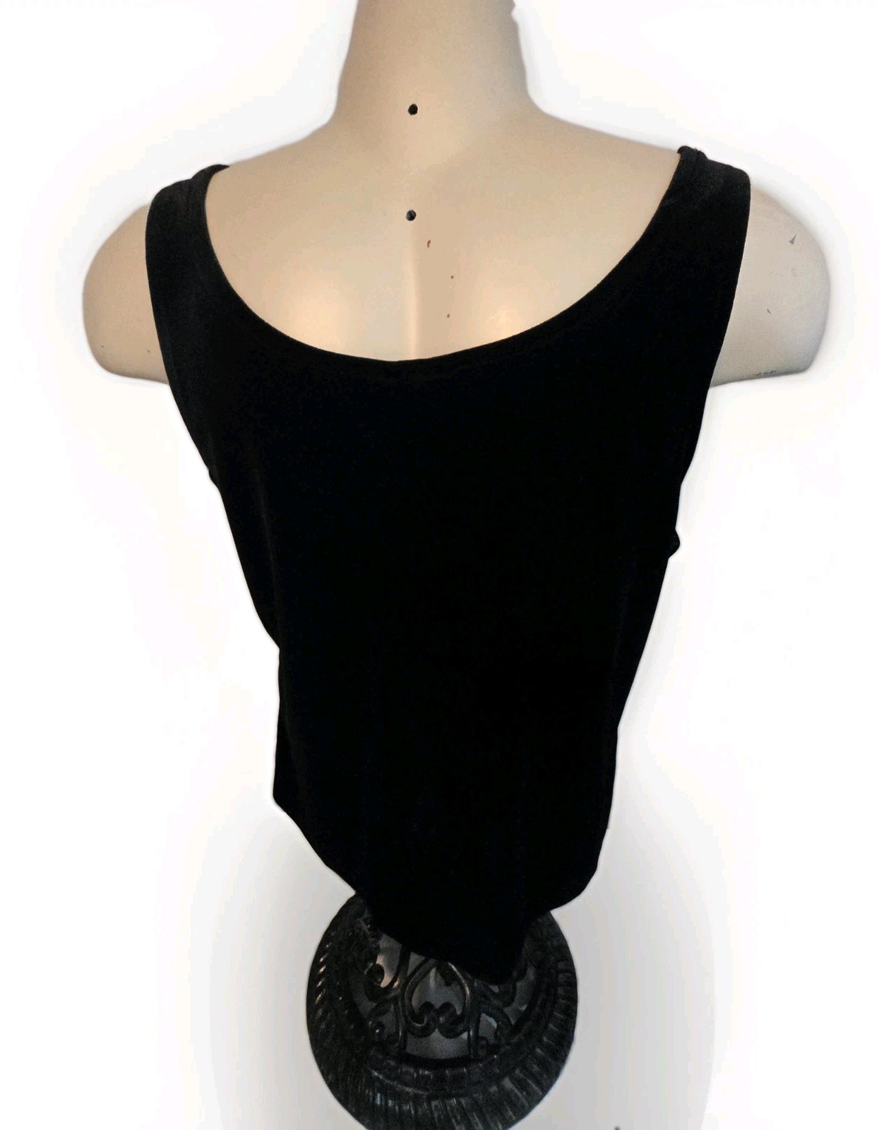 VTG Moonlighting Womens Black Velvet Tank Top With Glitter Flower Jacket Sz M