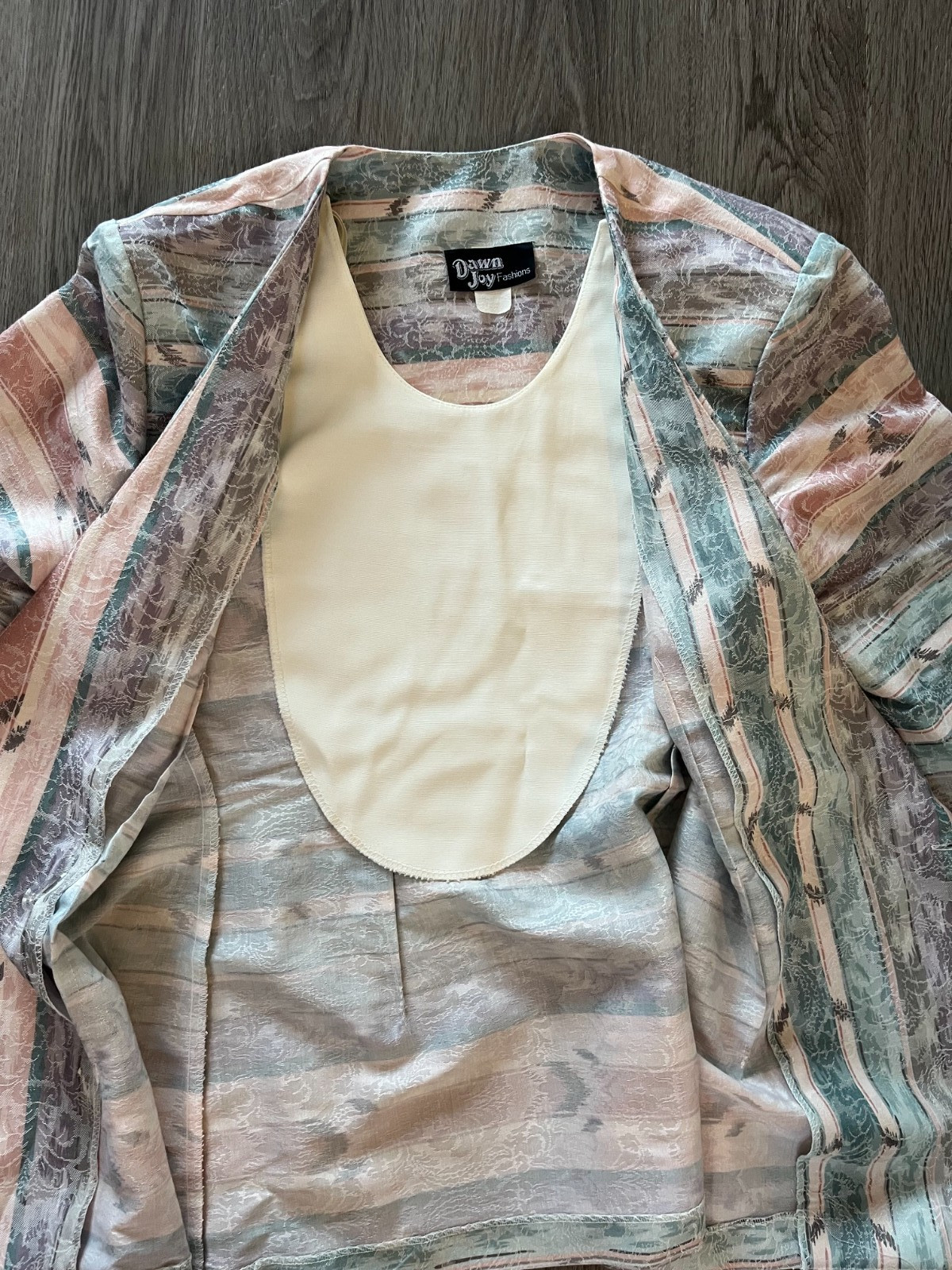 Vintage 1980’s Dawn Joy Fashions Pastel Print Oversized Blazer, Size L