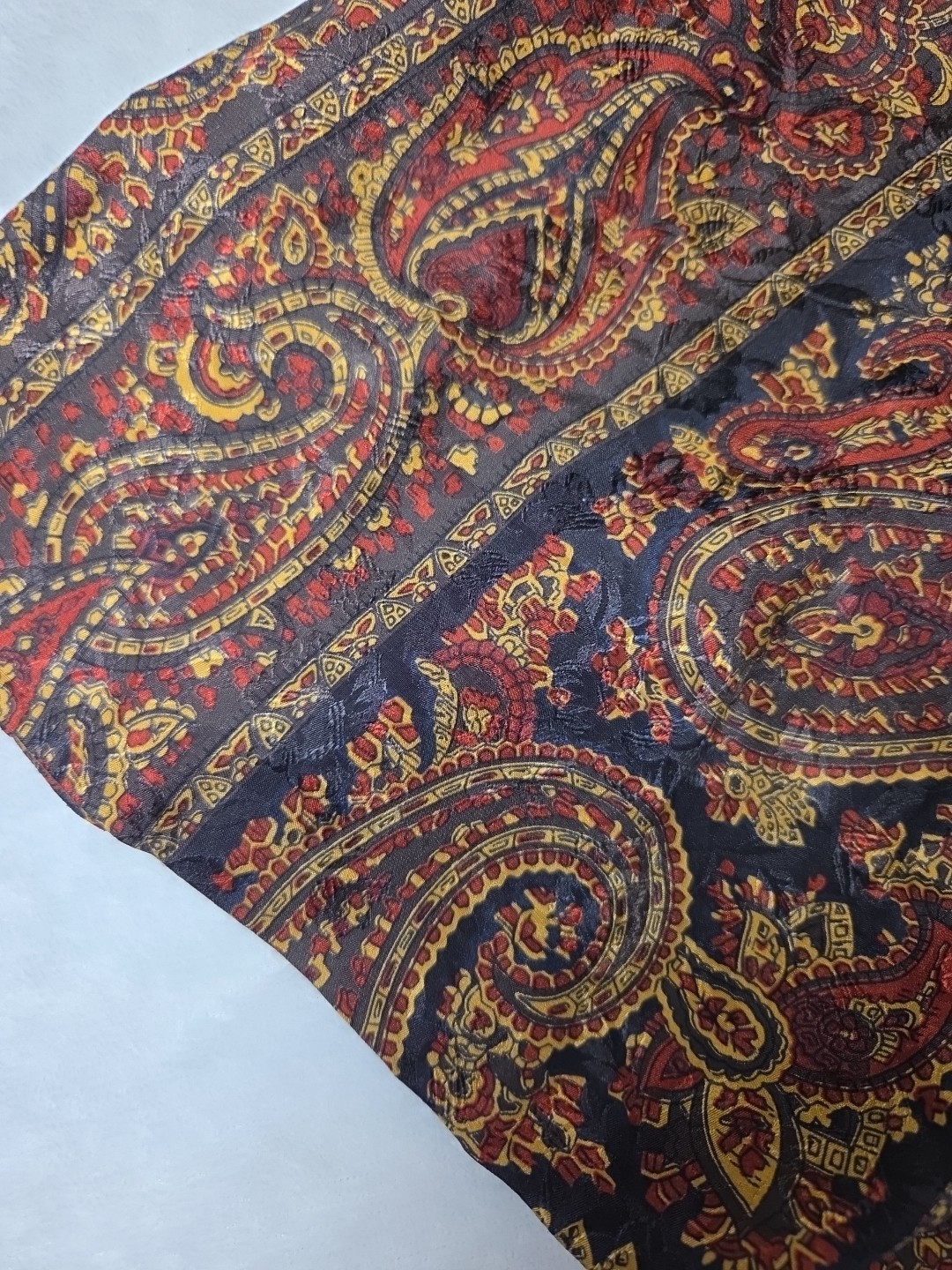 Vtg O By Oscar De La Renta 100% Silk Paisley Tie Neck Dress Skirt Blouse Set