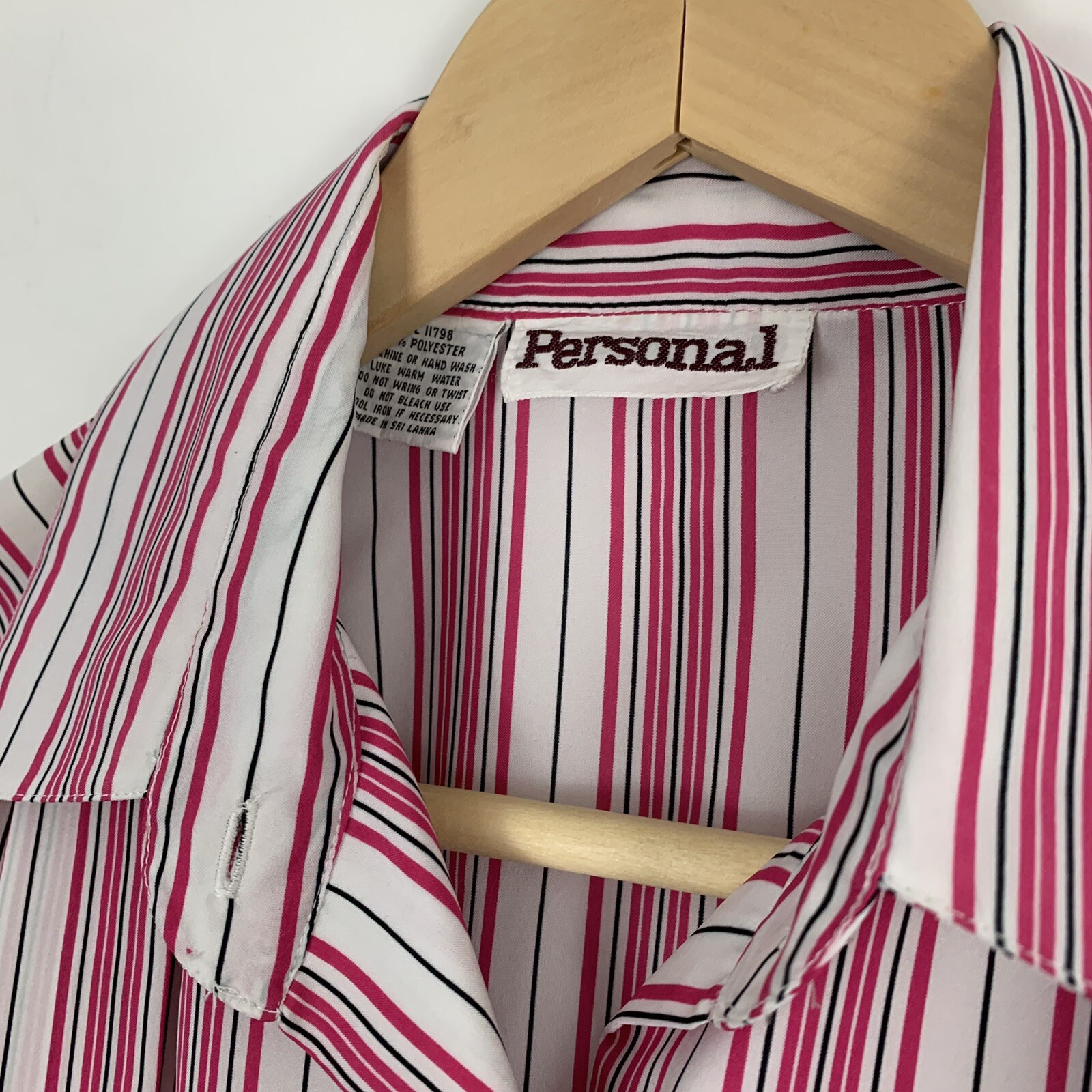 Vintage 90s Personal Womens Medium Pink Vertical Striped with Matching Tie Scarf