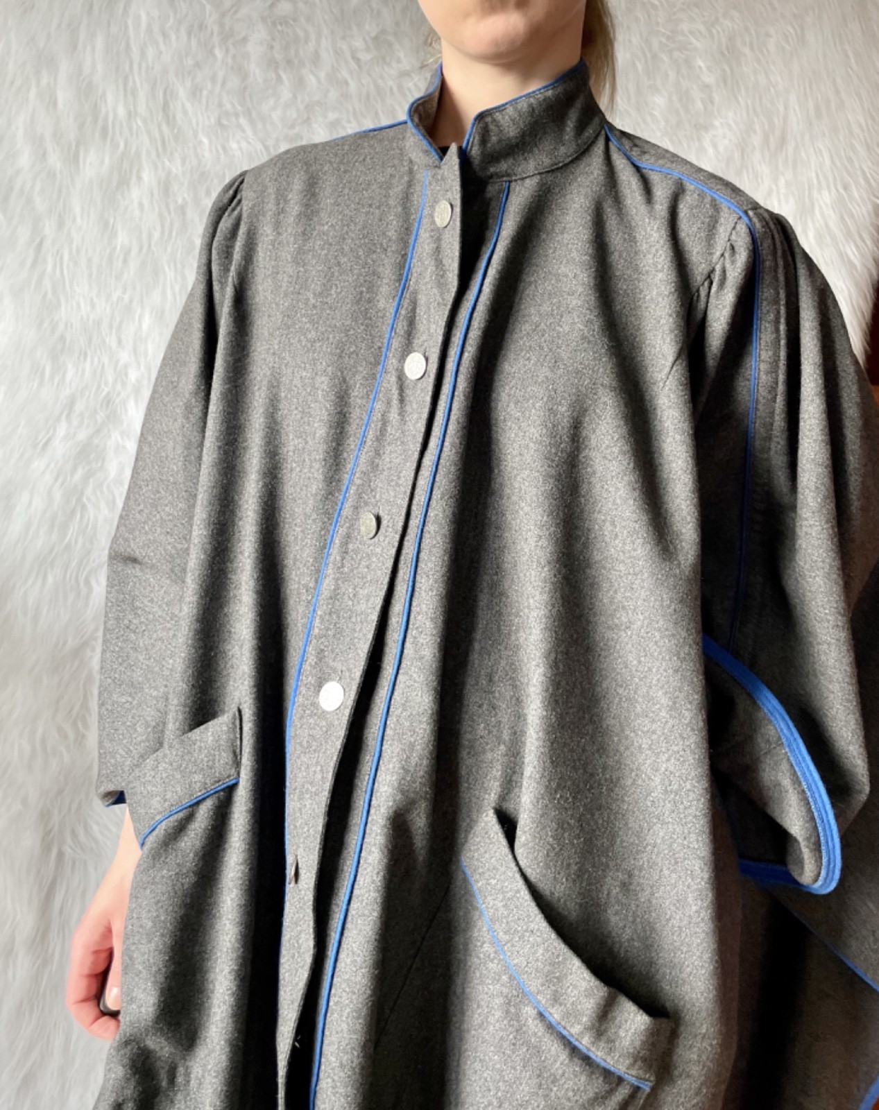Vintage West Germany Wool Cape Coat | Avant-Garde Oversized Cloak | Minimalism
