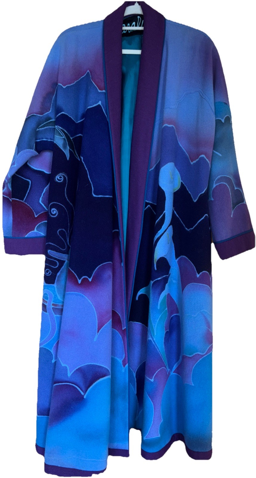82 One Of A Kind Hand Painted Wool Coat Stevie Nicks Osfm Vintage Saraluna