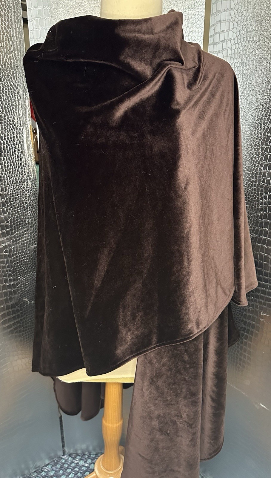 A Brod Vintage Chocolate Brown Velvety Cape