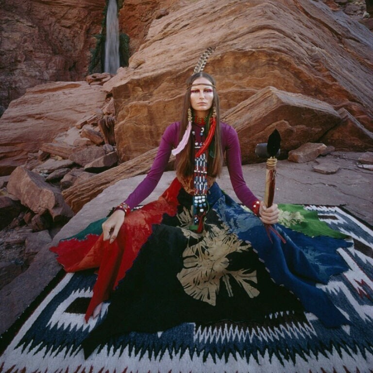 Giorgio di Sant Angelo Suede Tiedye Patched Skirt Cape Boho Hippie Woodstock 70s
