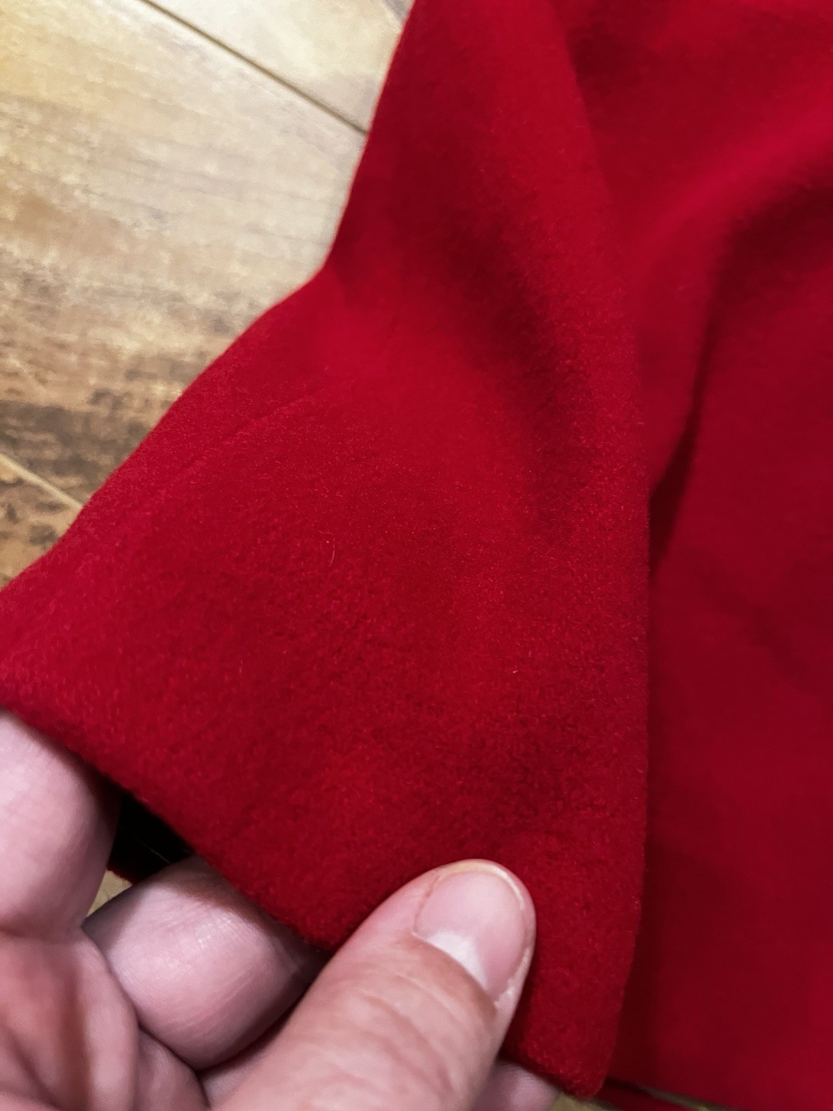 VTG Ladies Cherry Red Cashmere and Wool Blend Coat, Asymmetrical Collar