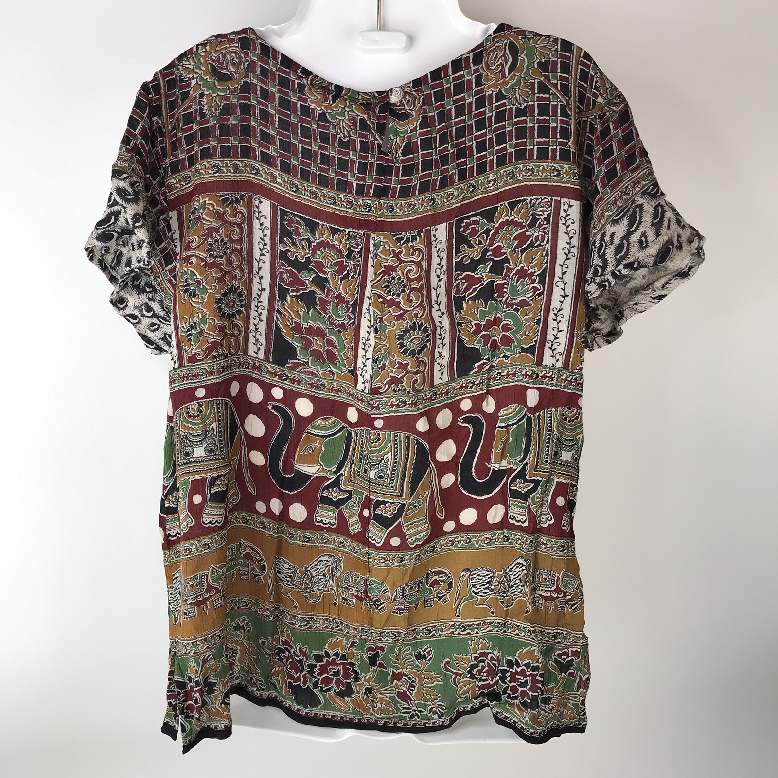 VTG Blouse 90s Sky Lark Collection NOS Ethnic tribal Animal Elephant XL boho top