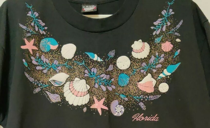 Vintage Women’s Puffy Screen Stars Best XL Black Single Stitch Glitter Florida