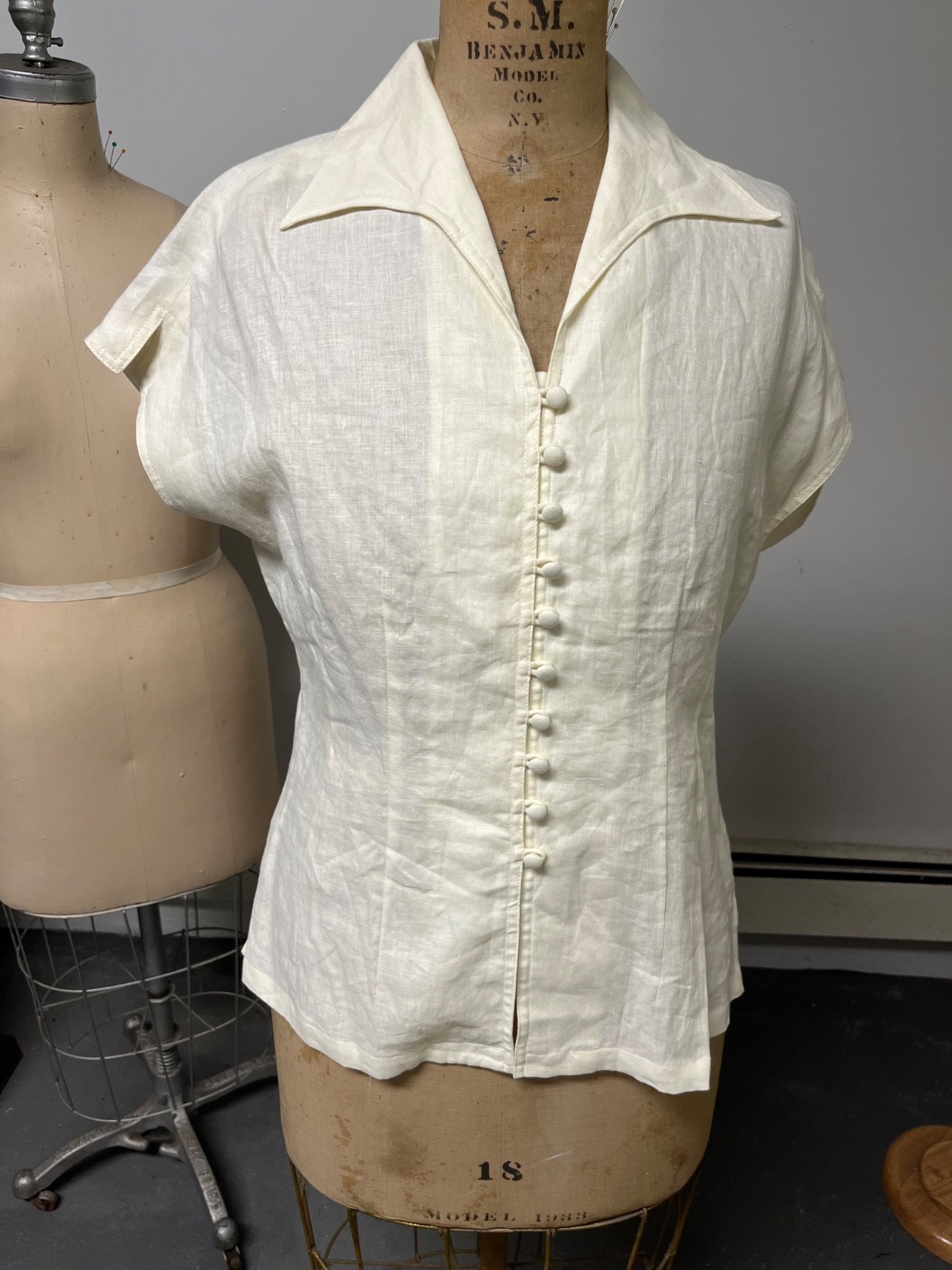 NWT OLD STOCK Vintage J Peterman Linen Blouse Size 10 Bust 36-37