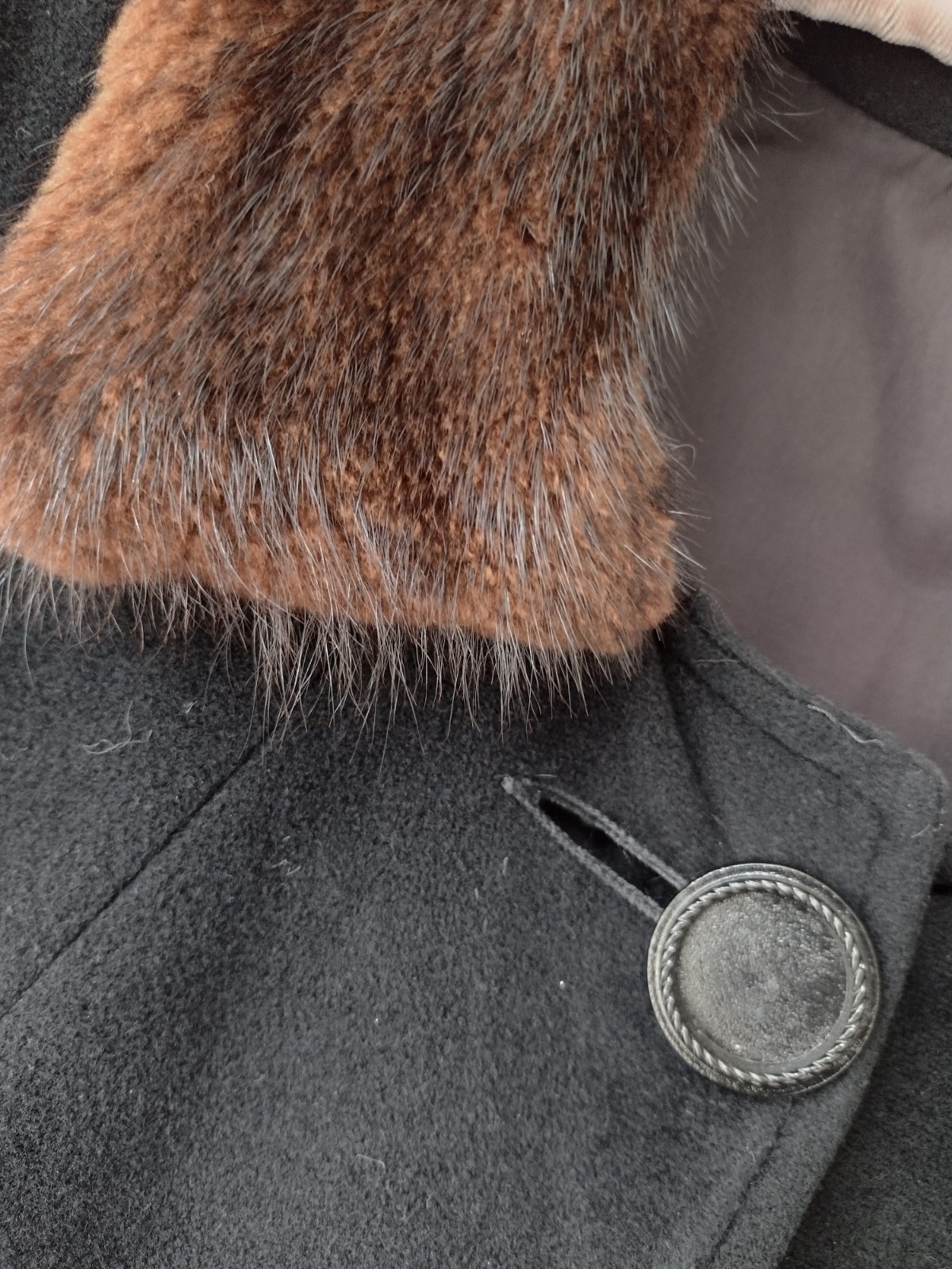 Vintage 1950s Cashmere Blend Coat with Real Mink Collar Sz 18-20 Union Made
