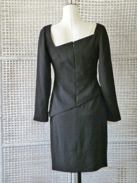 Vtg Designer WILLIAM TRAVILLA Black Mod Asymmetric 2-Layer Cocktail Dress~6=S