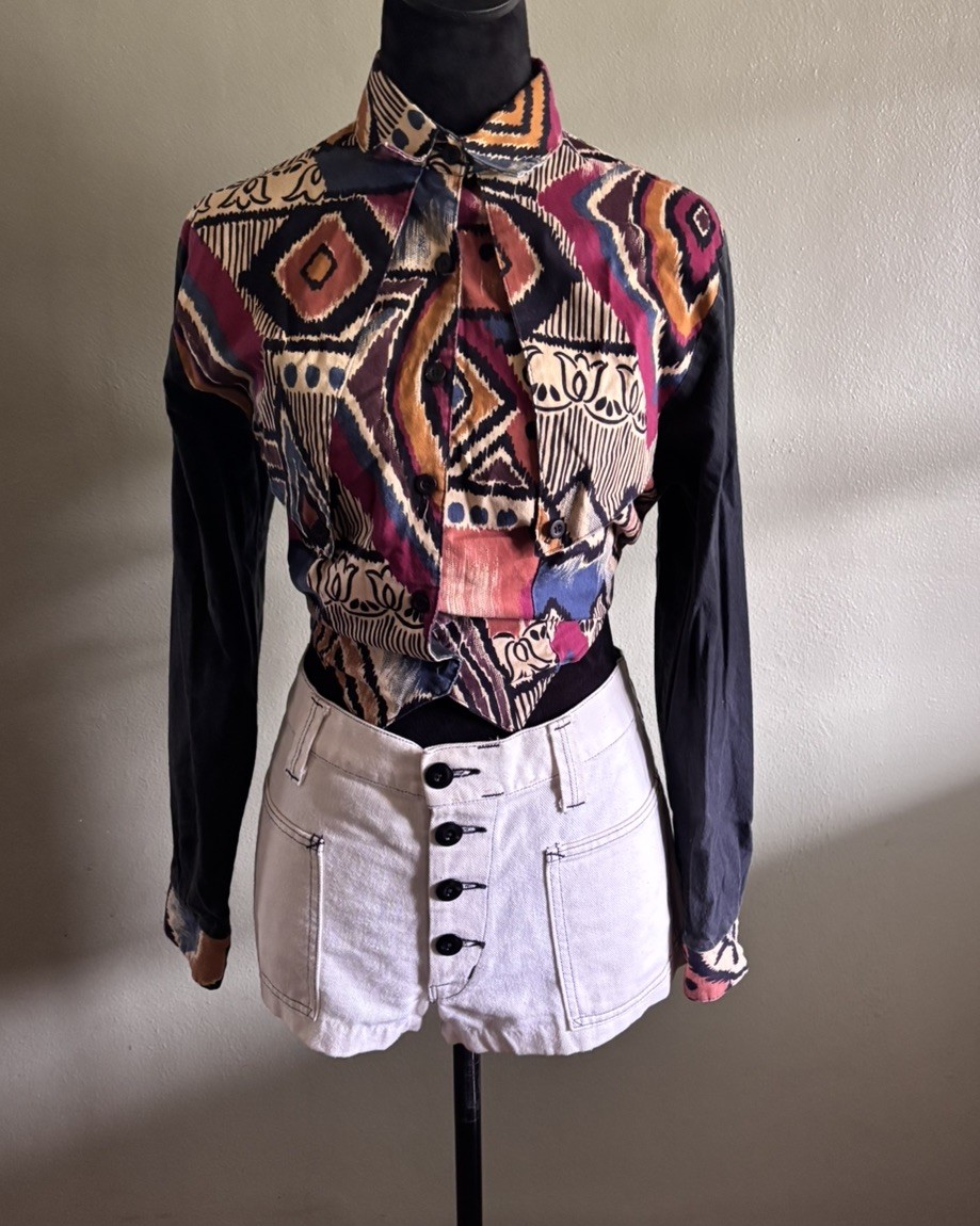 VTG Women’s sexy Cowgirl Brushbopper Back Tied/cropped Western Shirt.Small