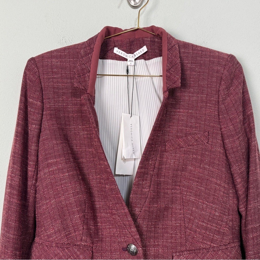NWT Veronica Beard Wool Blend Farley Dickey Jacket Currant Burgundy Size 2