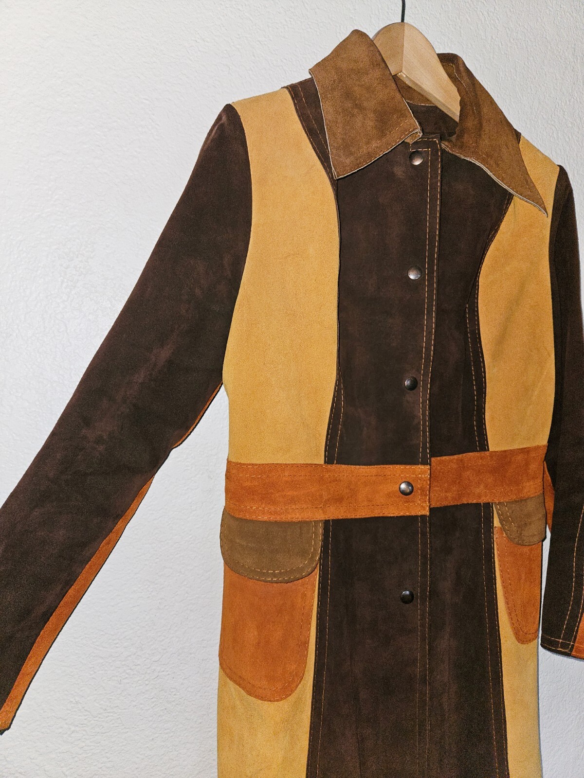 Vintage Gassy Jack Patchwork Suede Jacket Small Brown Orange Coat 70s Vancouver