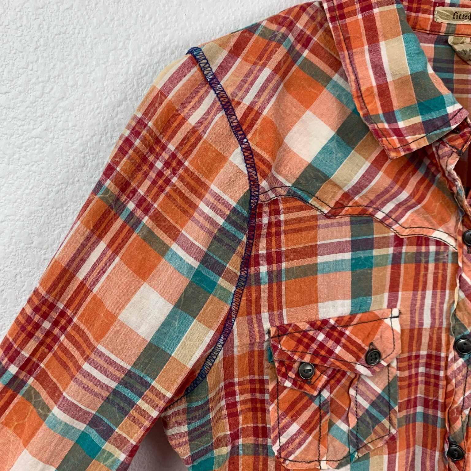 Y2K BKE Fitted Plaid Western Shirt Women’s S Button Up Twilightcore