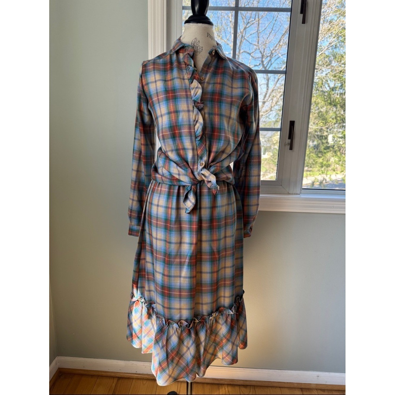 Sears vintage western flannel plaid shirt and midi skirt set EVC size Small