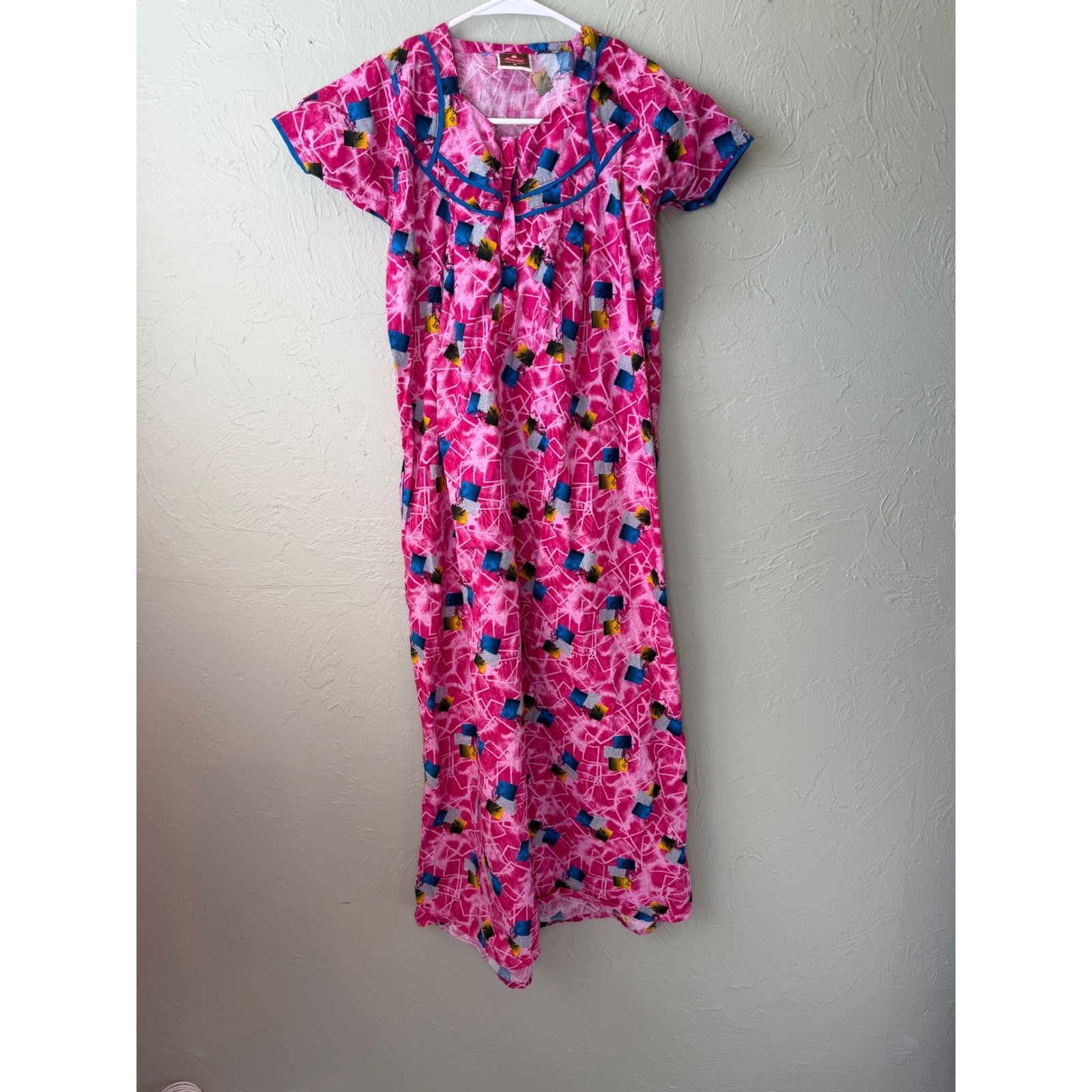 Pommys Dream Wear Vintage Nightgown Set 2 Red Floral Pink Geometric Maxi M