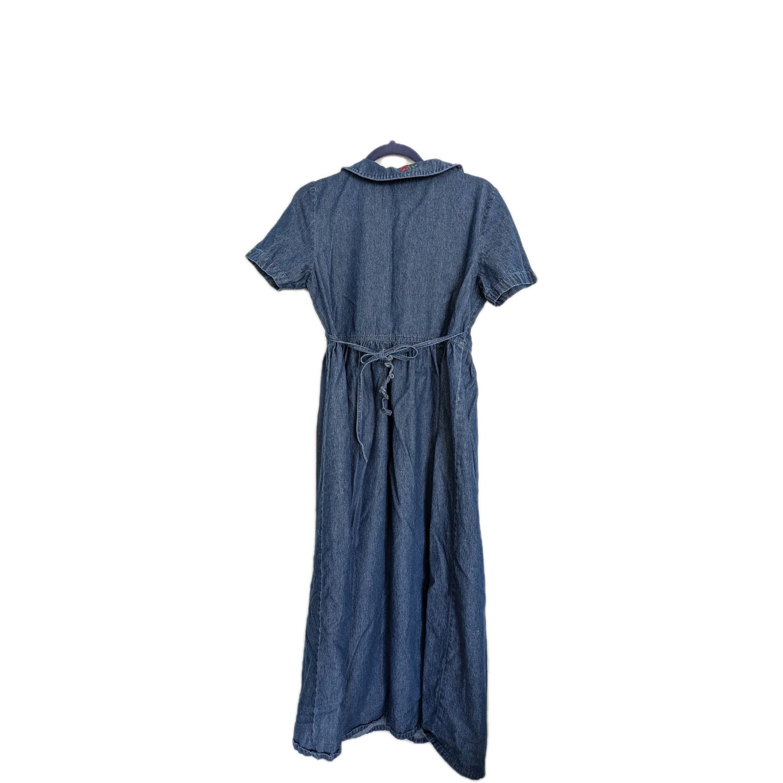 Vintage True Blue Coquette Y2k Cottagecore Maxi Denim Cotton Dress Size M