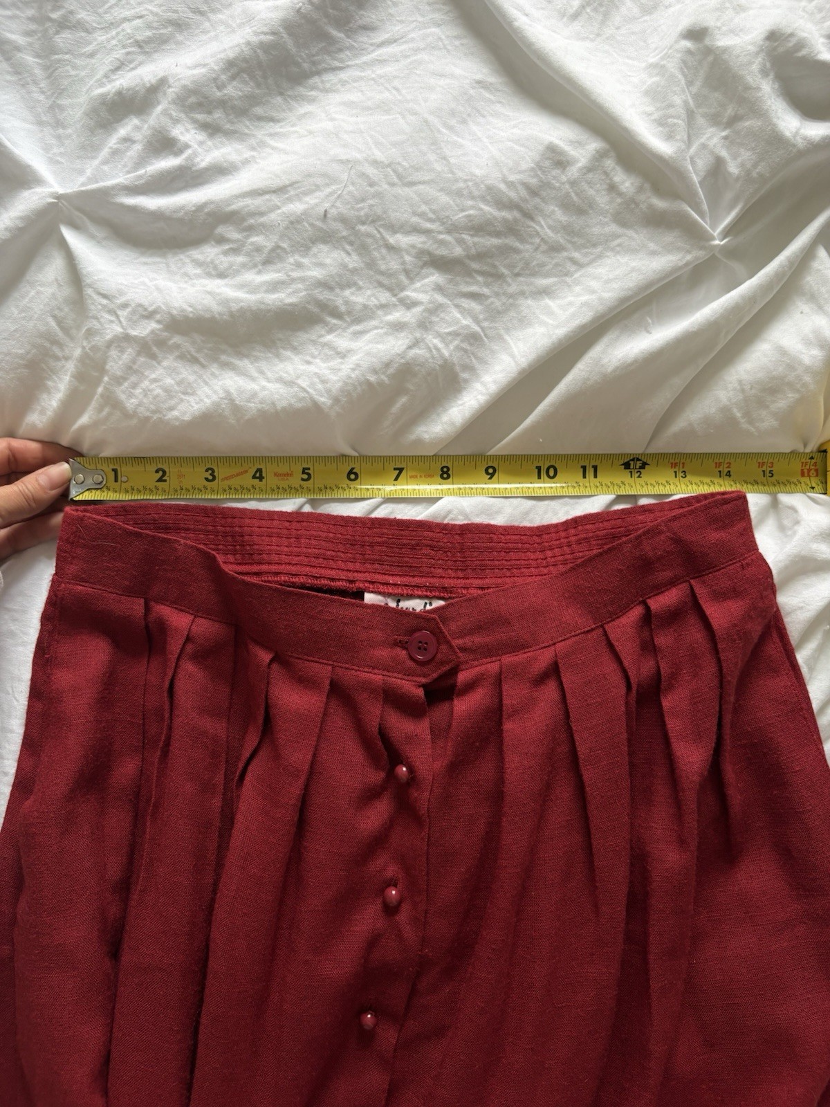 VTG 1980s Jo Hardin Womens Size 8 Pleated Dark Red Midi Skirt Pockets Collegiate
