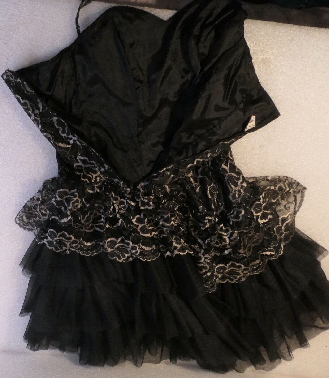 VINTAGE WOMANS 1950’S ROCK N ROLL PUNK CHIFFON DRESS BLACK FLORAL SIZE ?