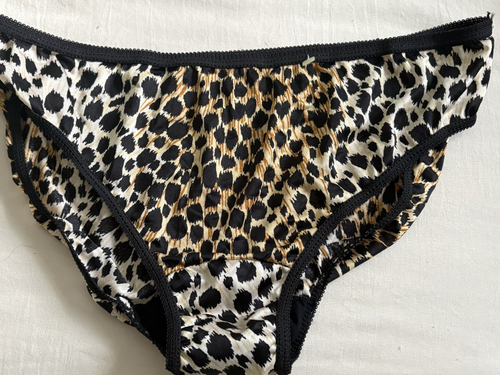 Vtg Nylon Granny Panties Sz 10 22/24 Leopard Animal Print Mushroom Gusset Briefs