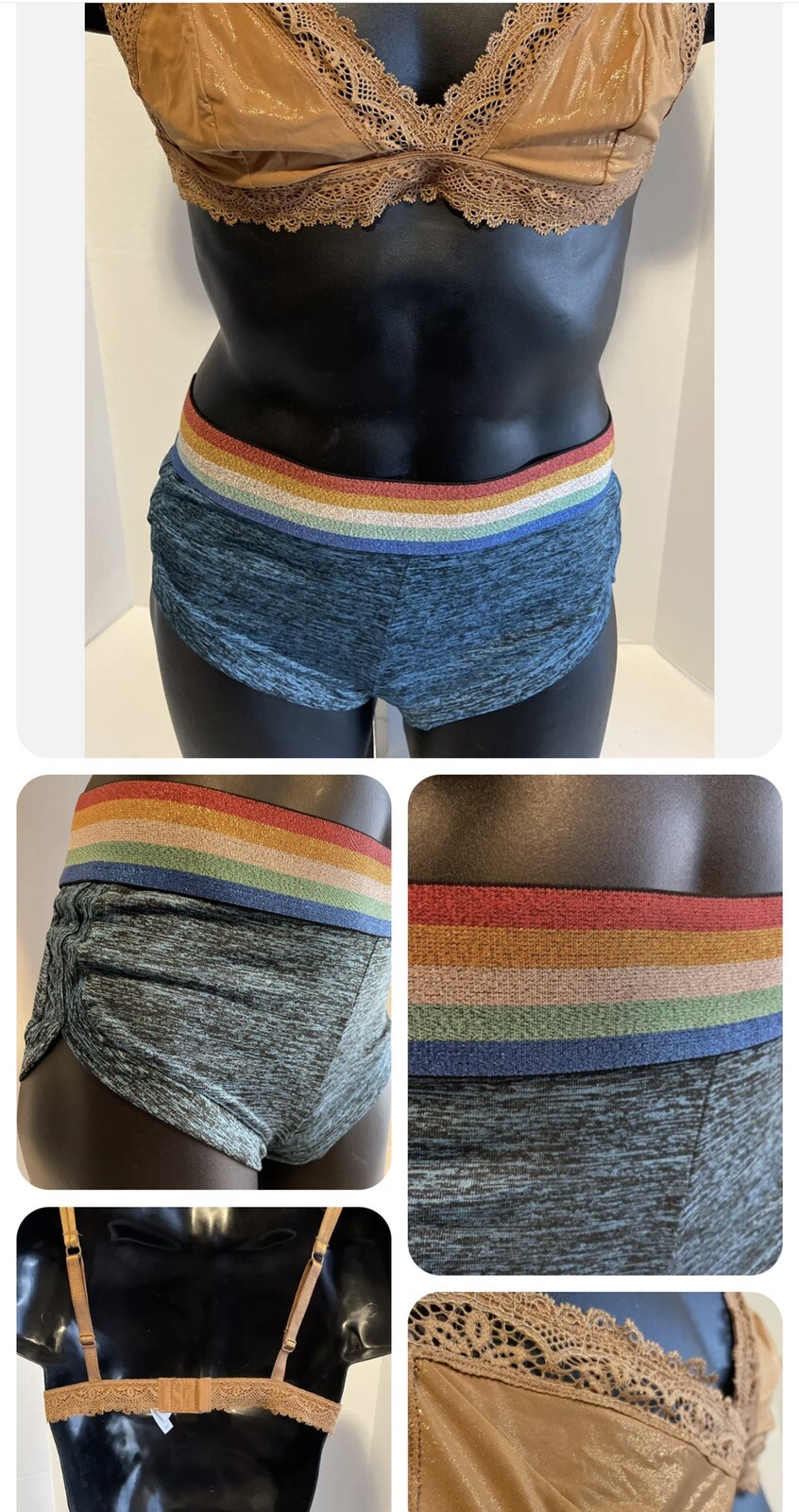 “My Sexy Outfit” Auden Women’s Metallic Bronze Shimmer Bralette Spandex Shorts