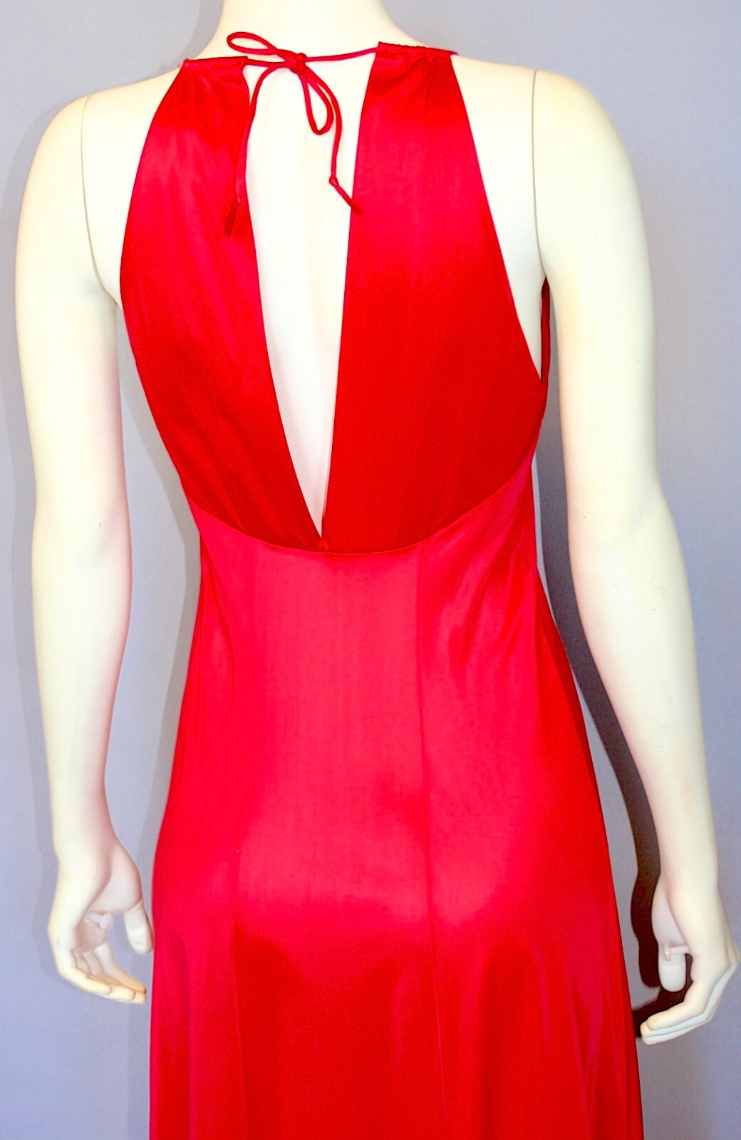 Vintage VANITY FAIR 60s Sexy Plunge Red Long Maxi Slip Dress Night gown 32/S