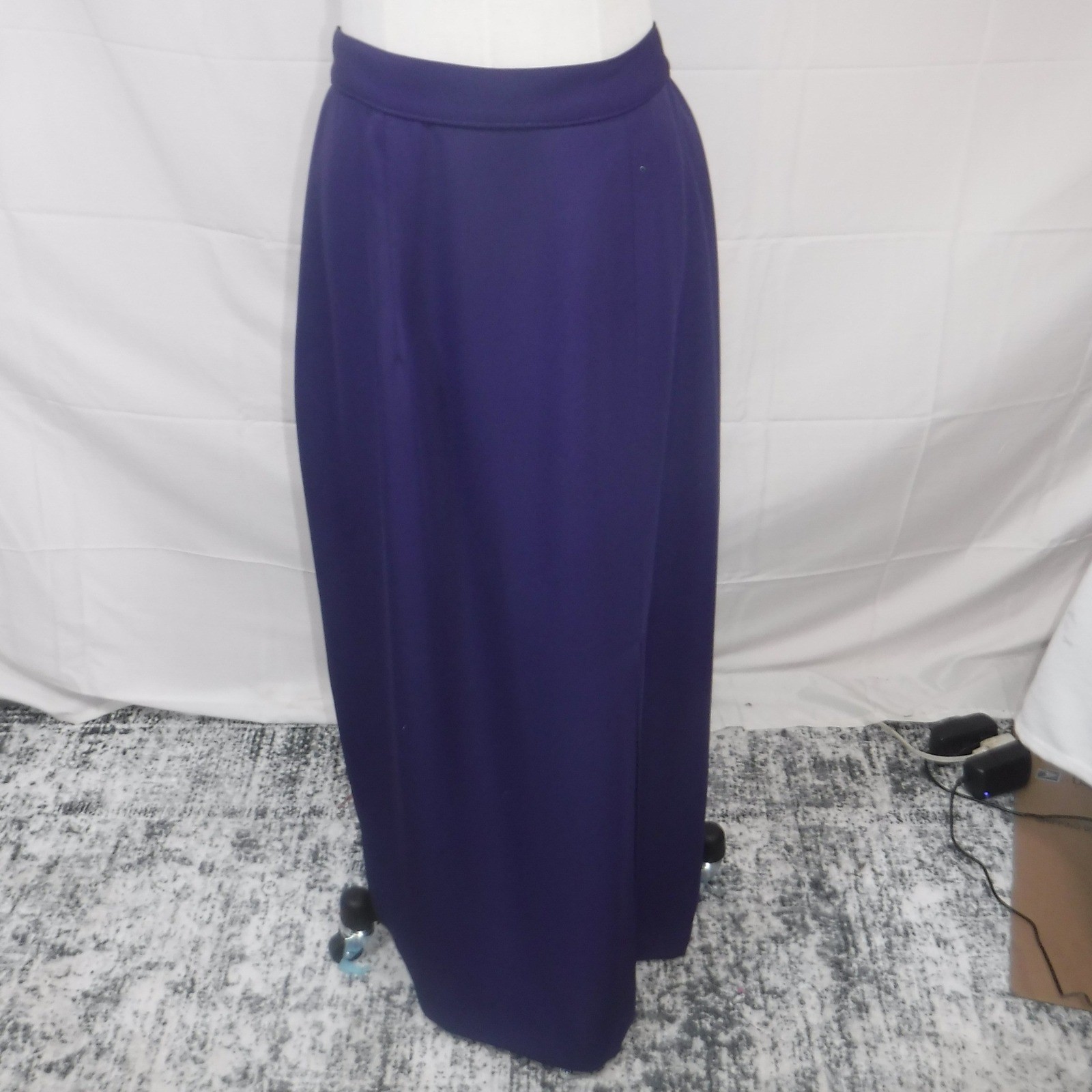 Vintage Dolce Purple Sequin Floral Longline Blazer Maxi Skirt Suit Set Size L