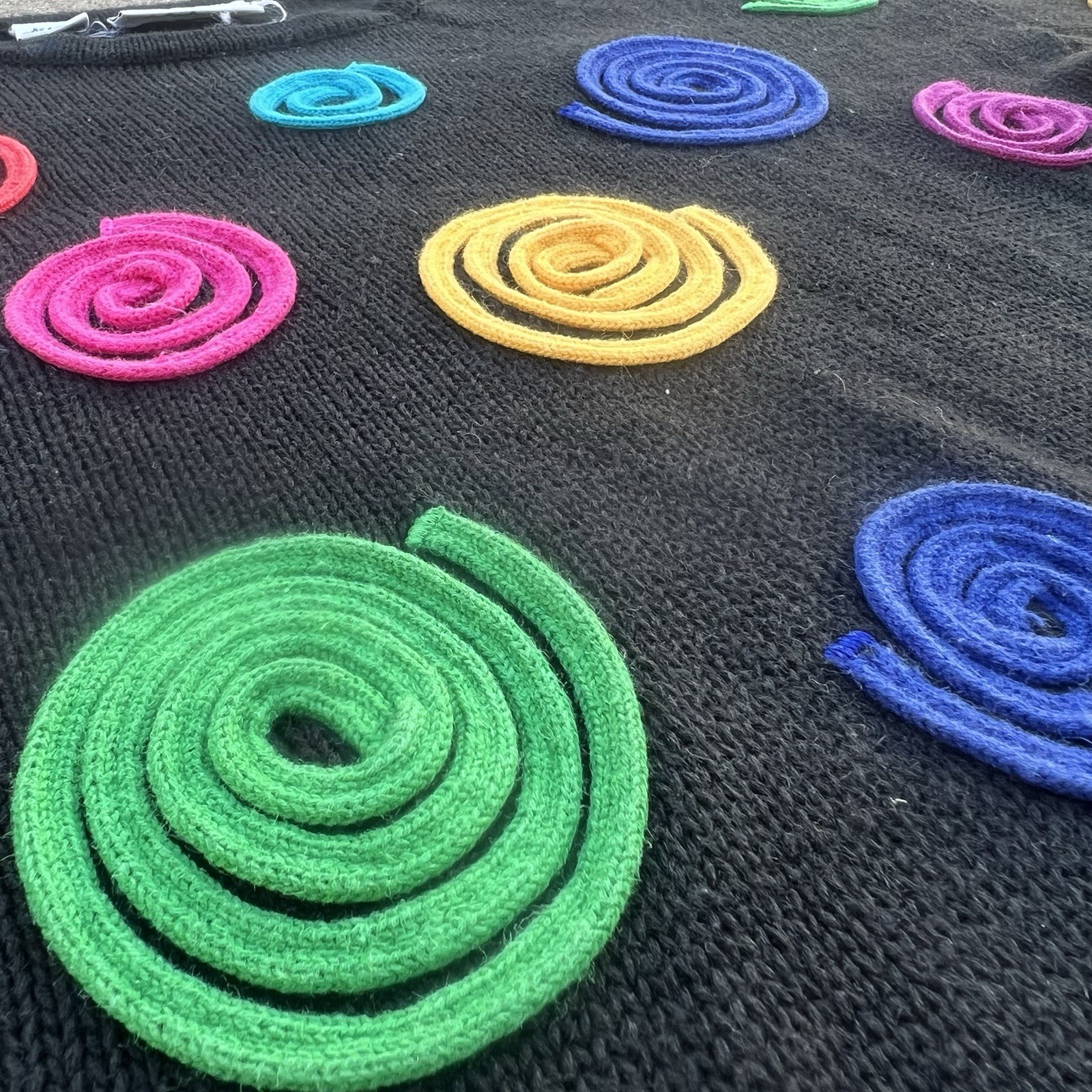 Vintage Rafaela 3D Knit Sweater With Colorful Spirals From The 90s!