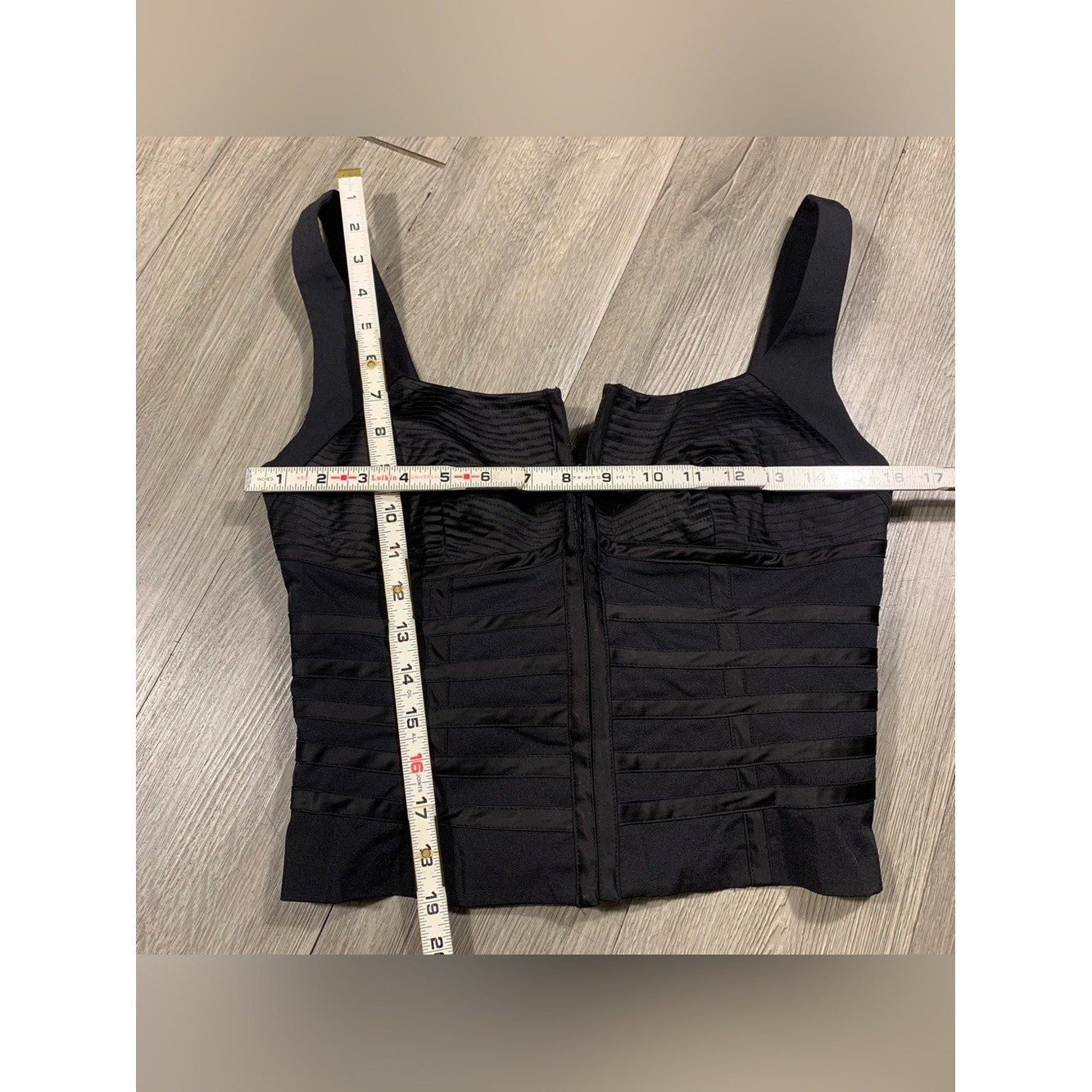 Cache Vintage Black Corset Style Sguare Neck Top size 8
