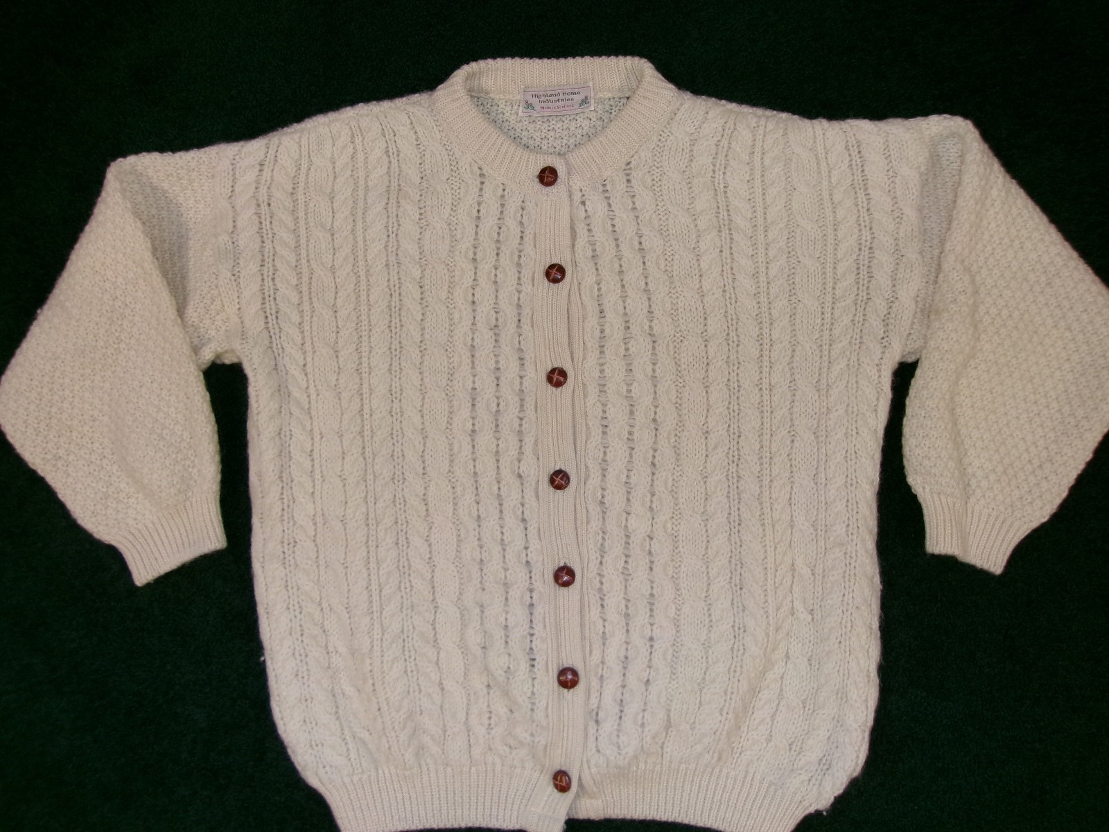 VTG 70s 80s HIGHLAND HOME INDUSTRIES SWEATER WOOL CABLE KNIT CARDIGAN SCOTLAND