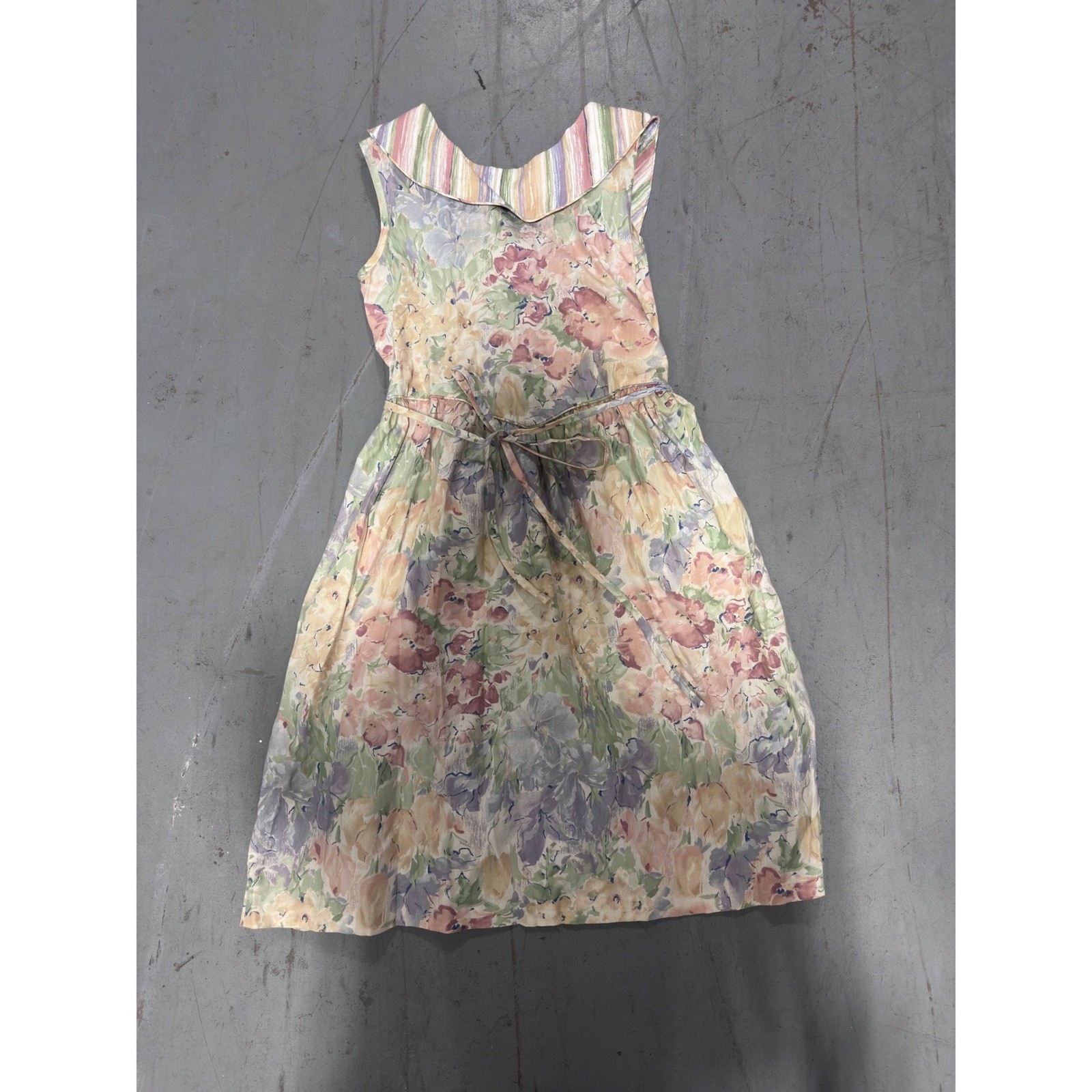 Vintage Floral Pastel Watercolor Cottagecore Sleeveless Midi Dress
