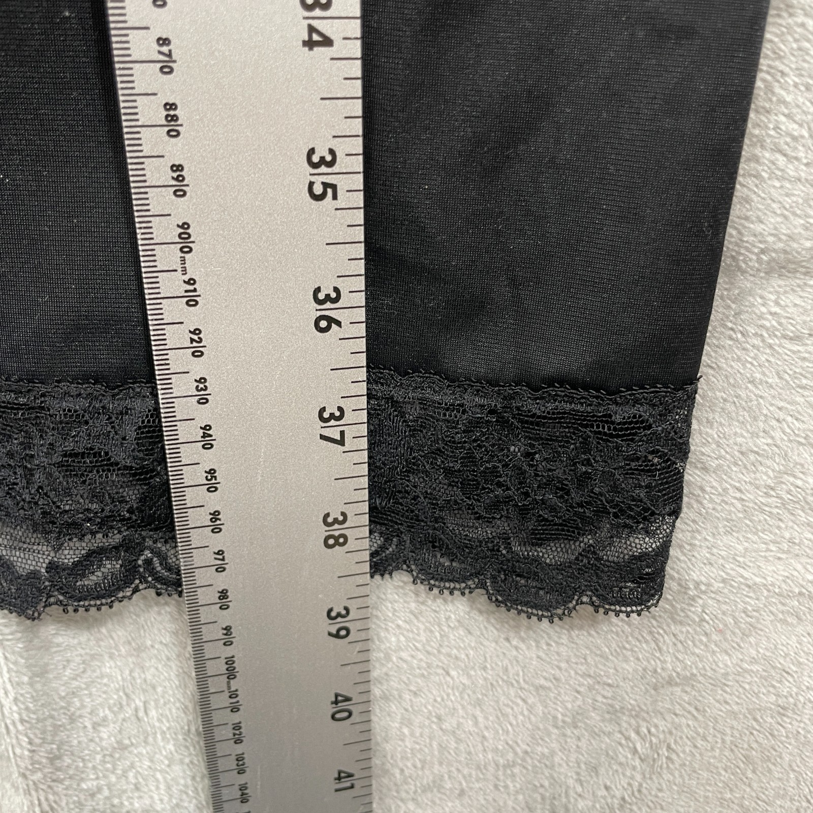 Vintage Vanity Fair Slip Dress Womens 38 S Black Lace Nylon Coquette Sexy Midi