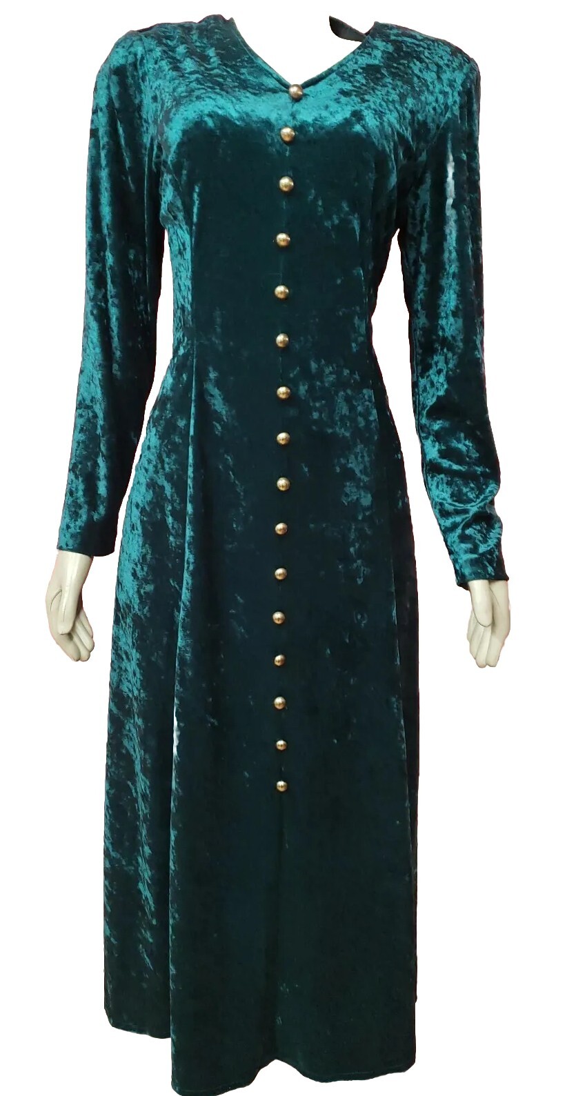Brett Alixander Victorian Style Vintage Velvet Green Dress Womens Midi Sz 10 #C