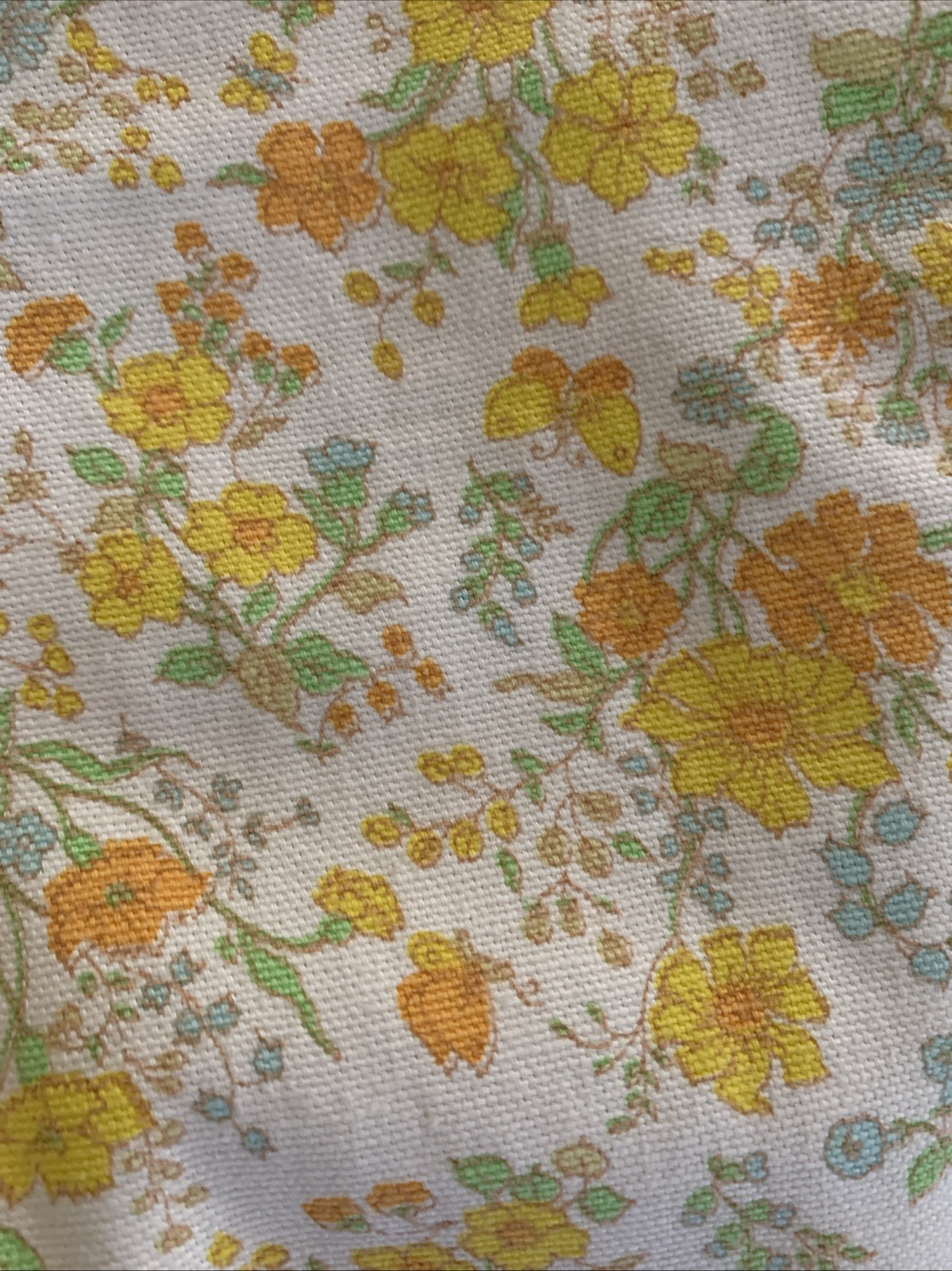 Cos Cob 1960s Vintage Peter Pan Collar Sleeveless Dress Yellow Floral Print